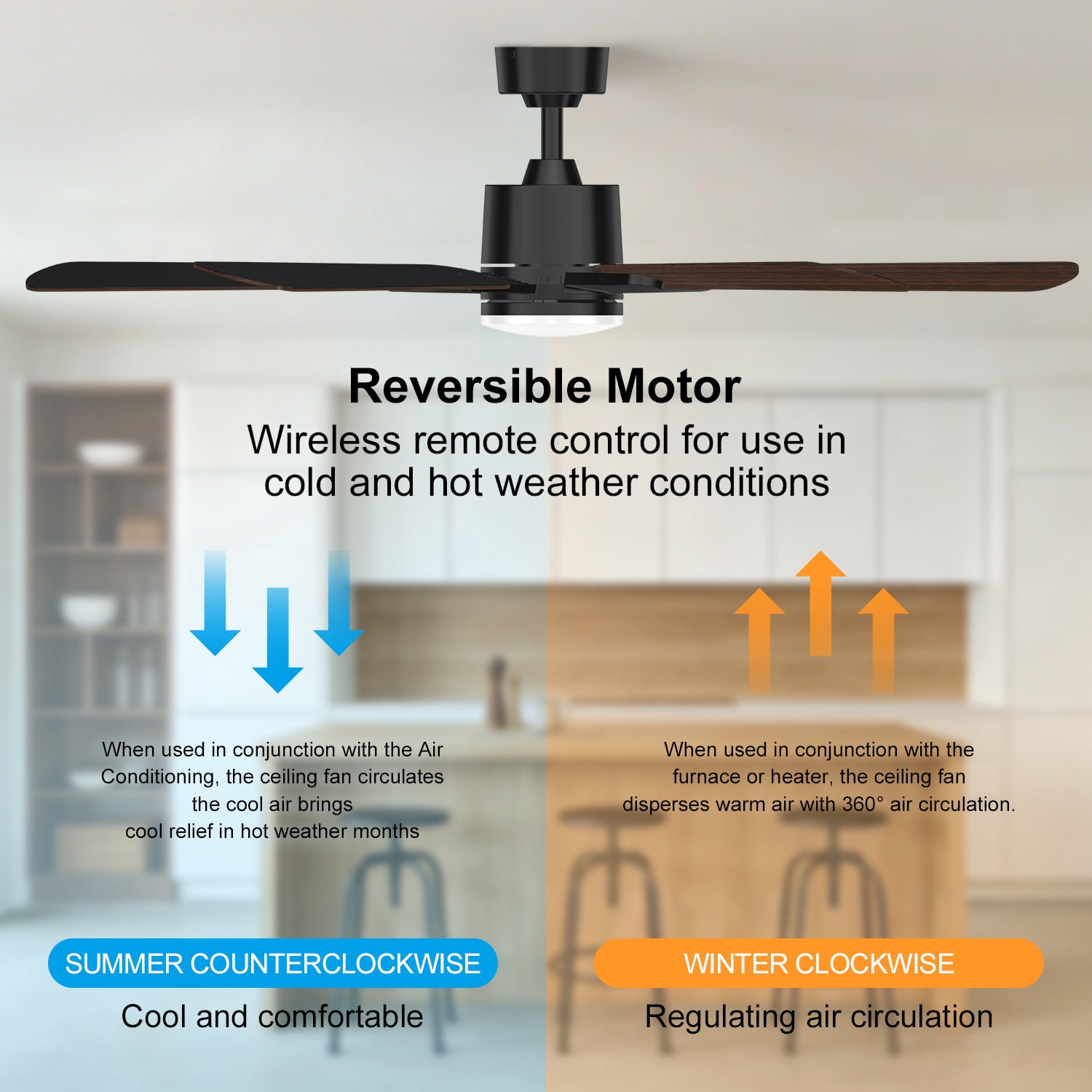Mainstays 52 in Ceiling Fan with LED Light and Remote Control (Black, 52 in) 9j74a - Image 14