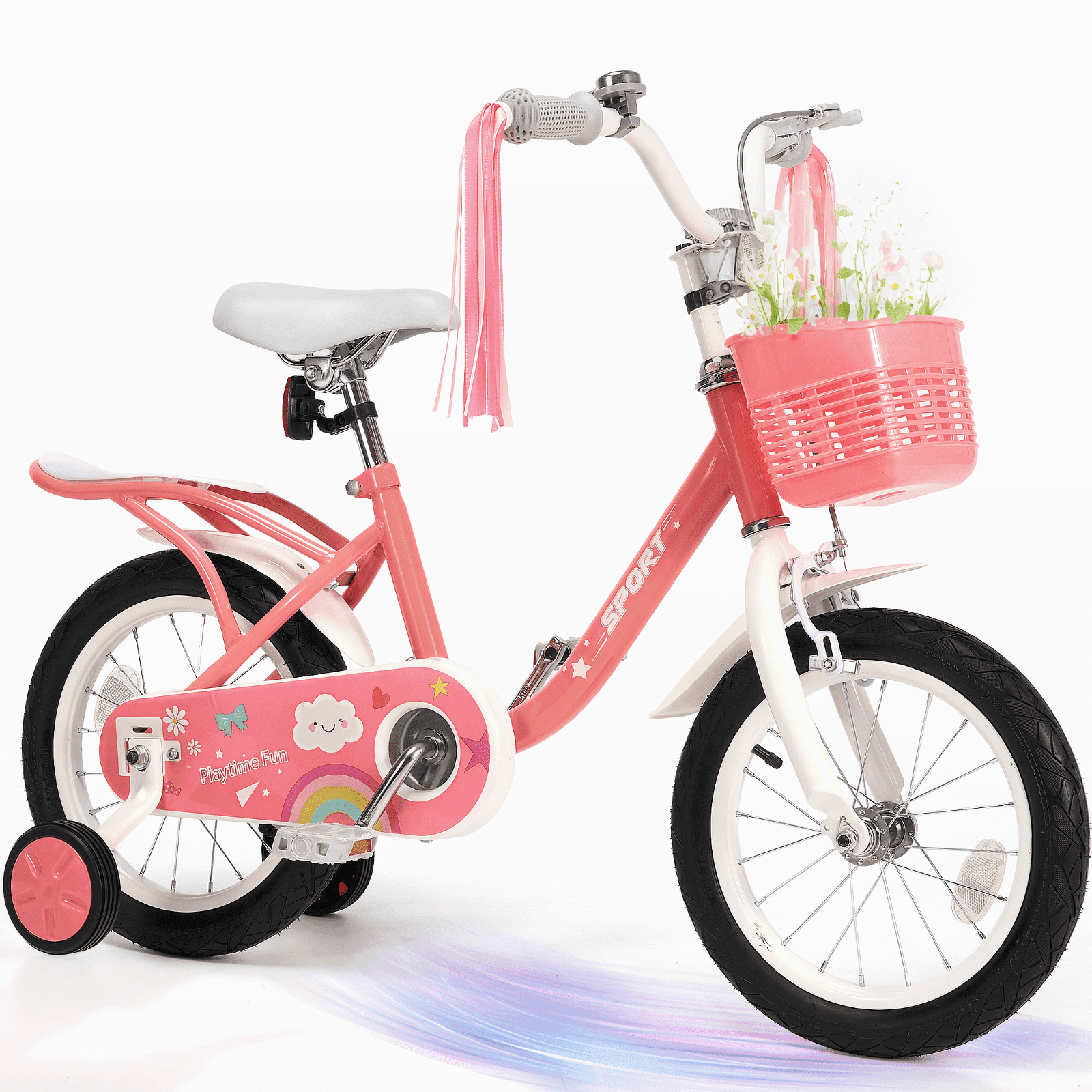 Naipo 12 Inch Kids Bike with Training Wheels, Beginner Bicycle for Toddlers (Pink, 12 in) kmfhb