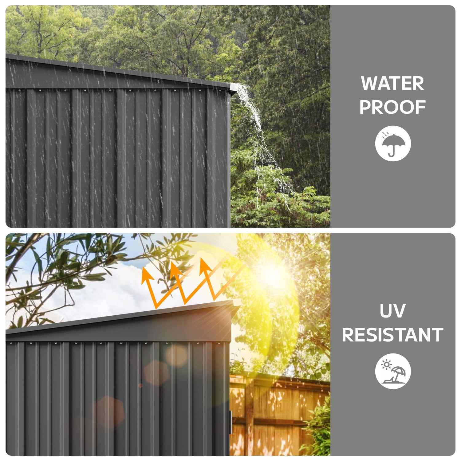 Asofer Outdoor Storage Shed, Heavy-Duty Galvanized Steel Garden Tool House with Lockable Door (Dark Gray, 6 ft x 4 ft) 2vr57