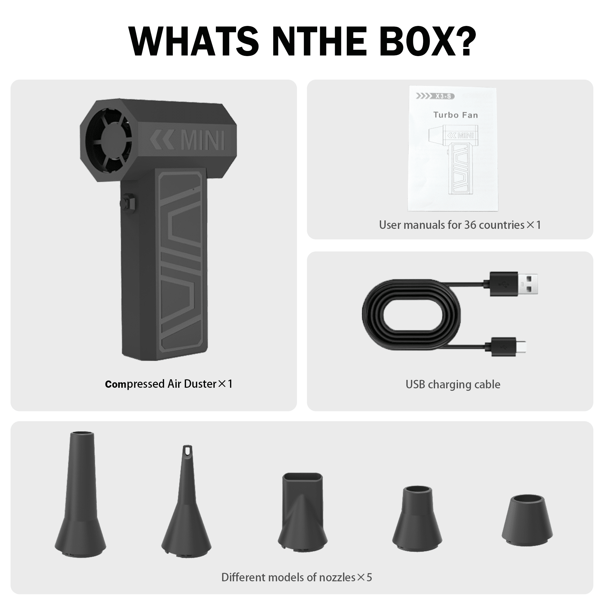 TIKBBRMG Electric Air Duster, Cordless Compressed Air Blower for Computer Keyboard and Car Cleaning (4.8 x 2.4 x 1.4 in) itedb
