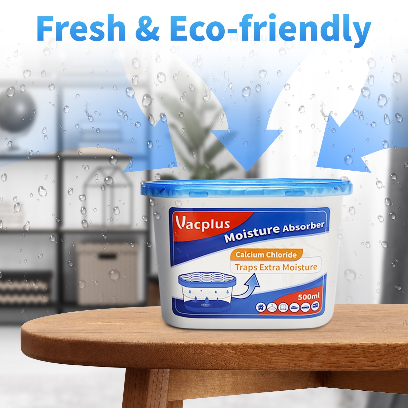 Vacplus Moisture Absorbers, Leakproof Humidity Absorber for Closets and Basements (Fragrance Free, 6 Pack, 10 oz) cag6z