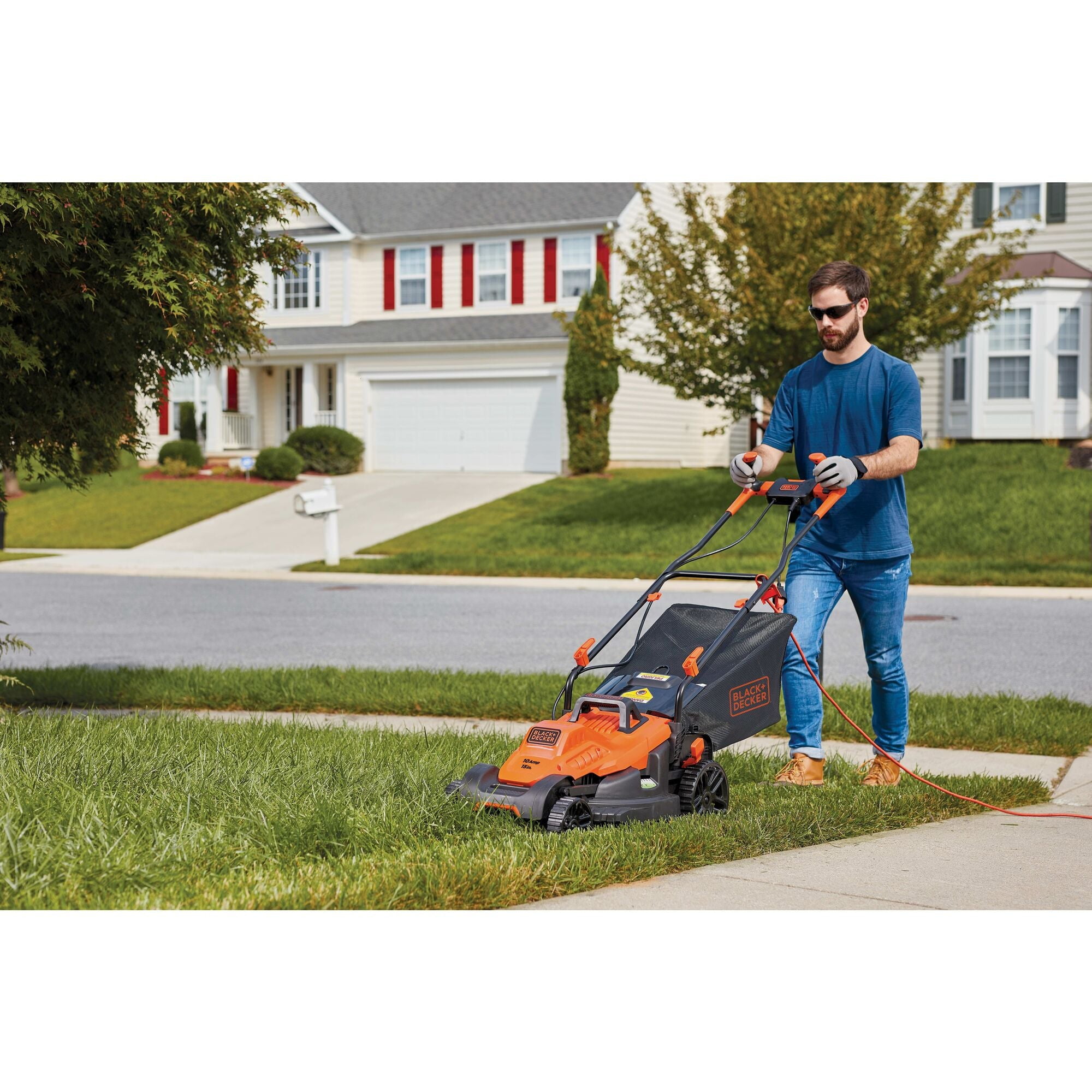 BLACK+DECKER 15 Inch Corded Electric Push Mower with Comfort Grip Handle (Black, 15 in) 246h4