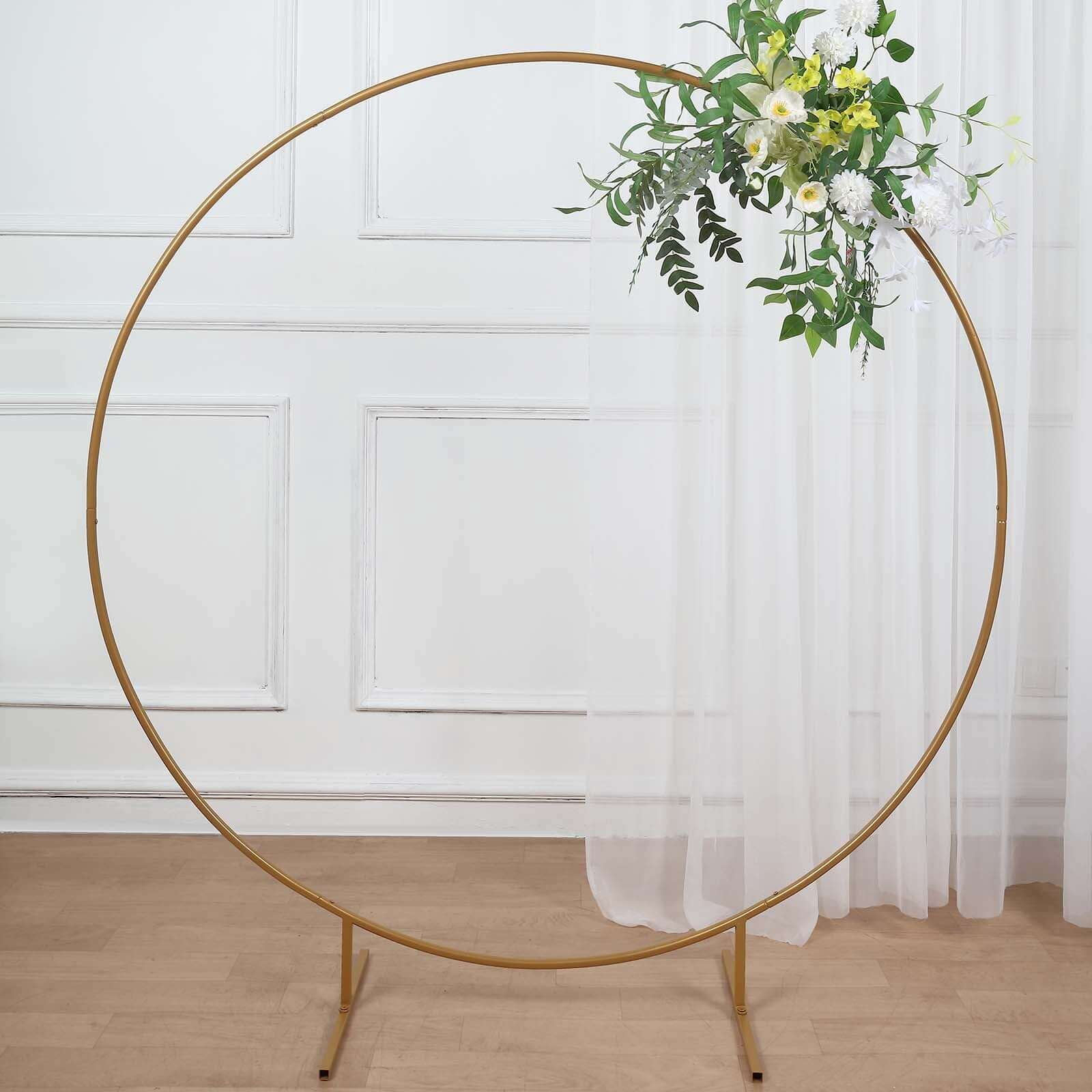 Efavormart 5ft Gold Metal Round Backdrop Stand for Wedding Arch and Party Decorations (Gold, 5ft) 75rjd