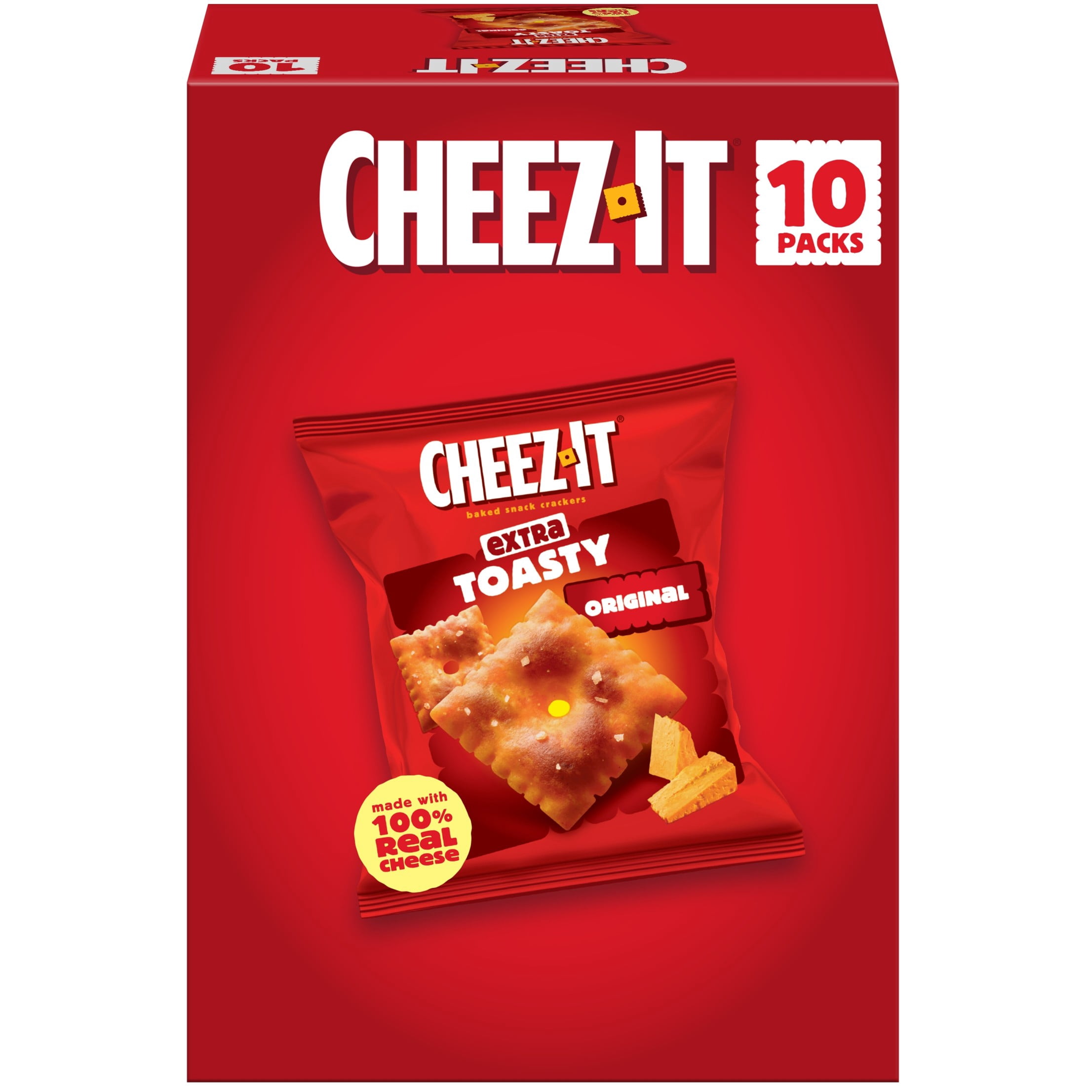 Cheez-It Extra Toasty Baked Snack Crackers, Real Cheese Flavor, Crispy On-the-Go Snacks (10 oz, 10 Count) i1719