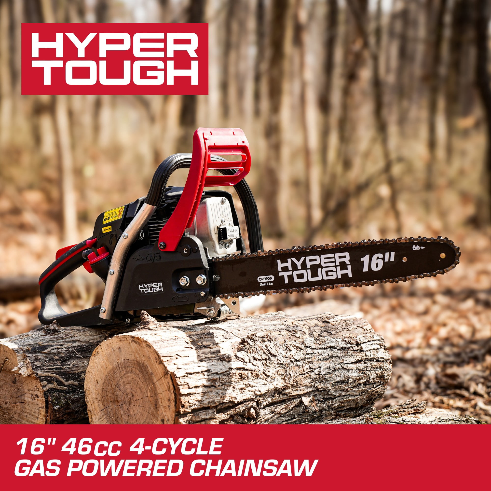 Hyper Tough 16 in 46cc 4-Cycle Gas Powered Chainsaw (Red, 16 in) h7dup