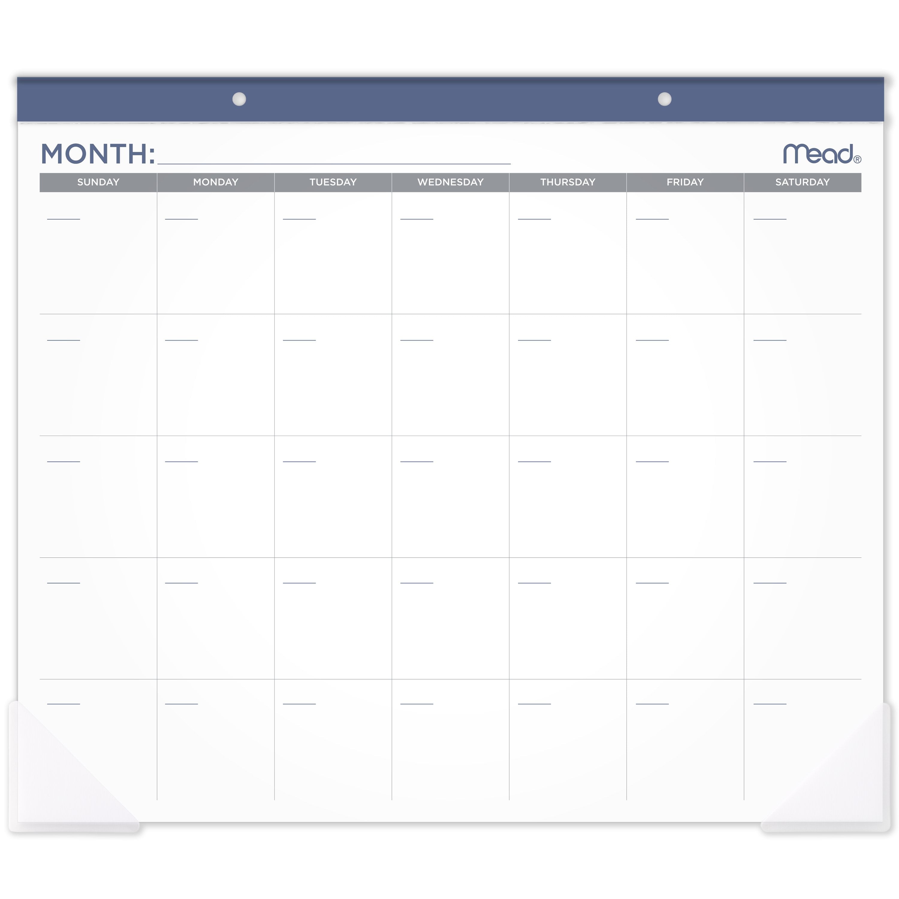 Mead Core Undated 15-Month Planning Desk Pad Calendar with Perforated Pages and Poly Corners (White, 21.75 x 17 in) xhne3