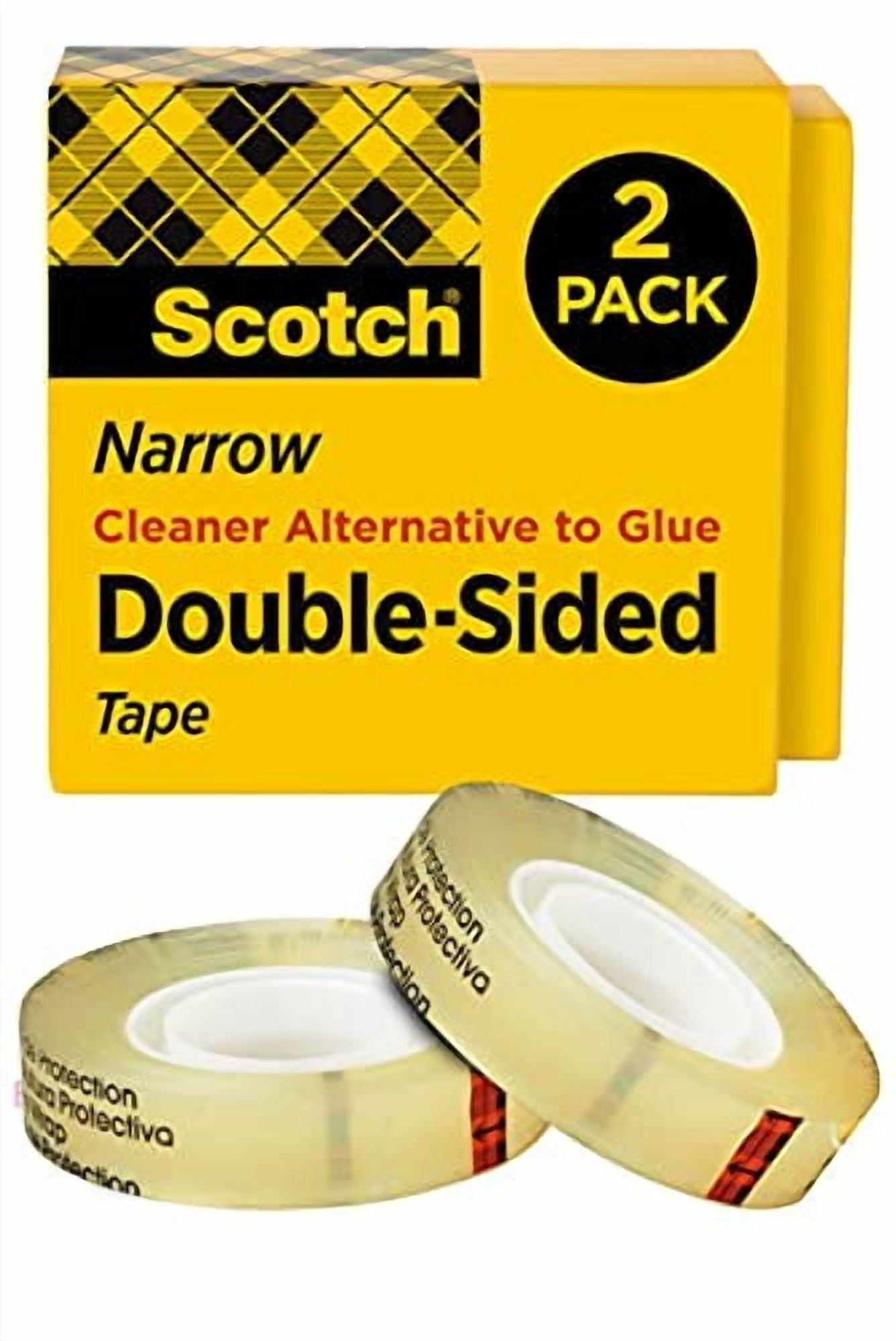 Scotch Double-Sided Permanent Tape, Strong Adhesive for Crafts and Office Projects (Clear, 0.5 in x 900 in, 2 Pack) y0t5j