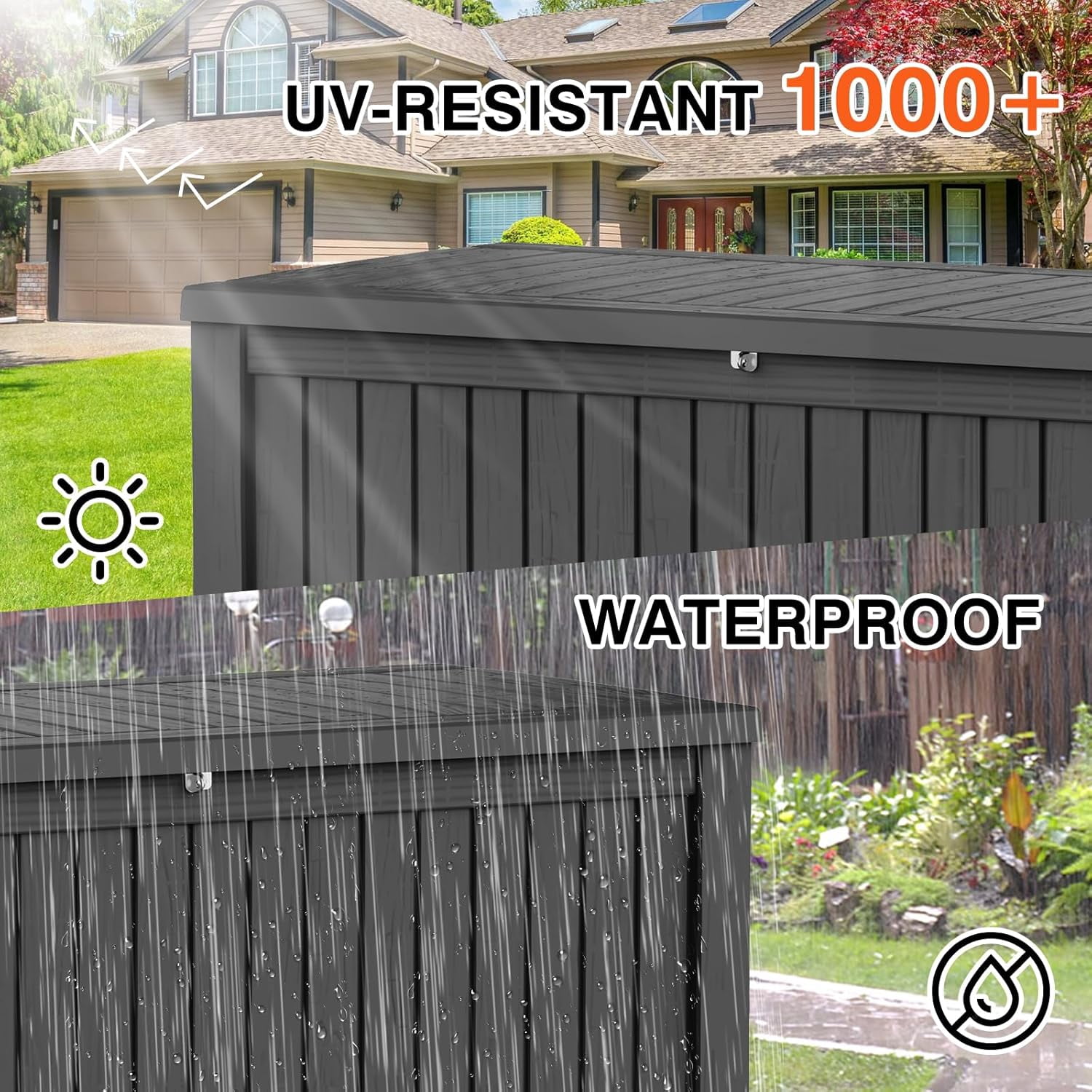 LOJIAWOWE 200 Gallon Resin Deck Box, Waterproof Lockable Outdoor Storage Container for Patio Furniture (Black, 55.5 in x 28.6 in x 28.6 in) q7w1f