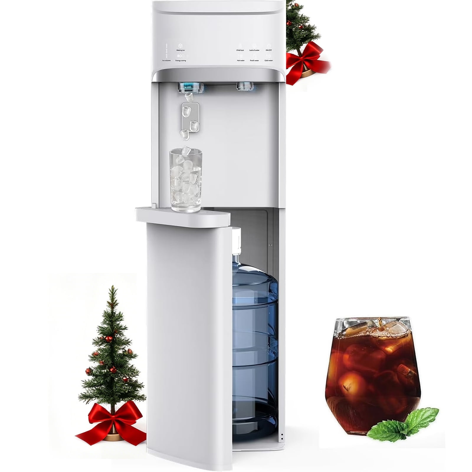 IKT Bottom Loading Water Dispenser with Built-in Ice Maker (White, 22 lb Daily Ice Capacity) jsg0k