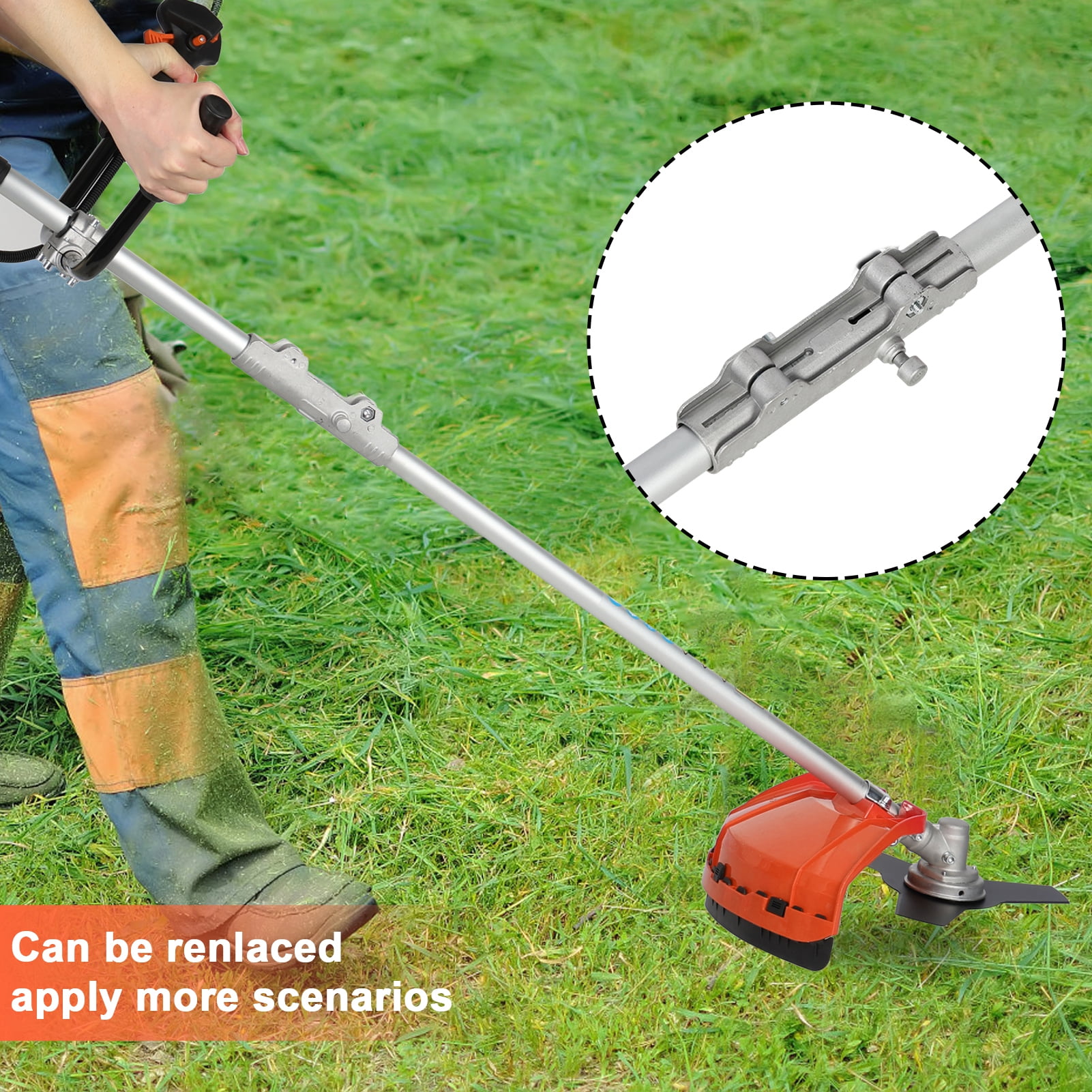 AQMD 52cc Gas String Trimmer and Brush Cutter 2-in-1 Lawn Edger (Orange, 16-inch) ksel9