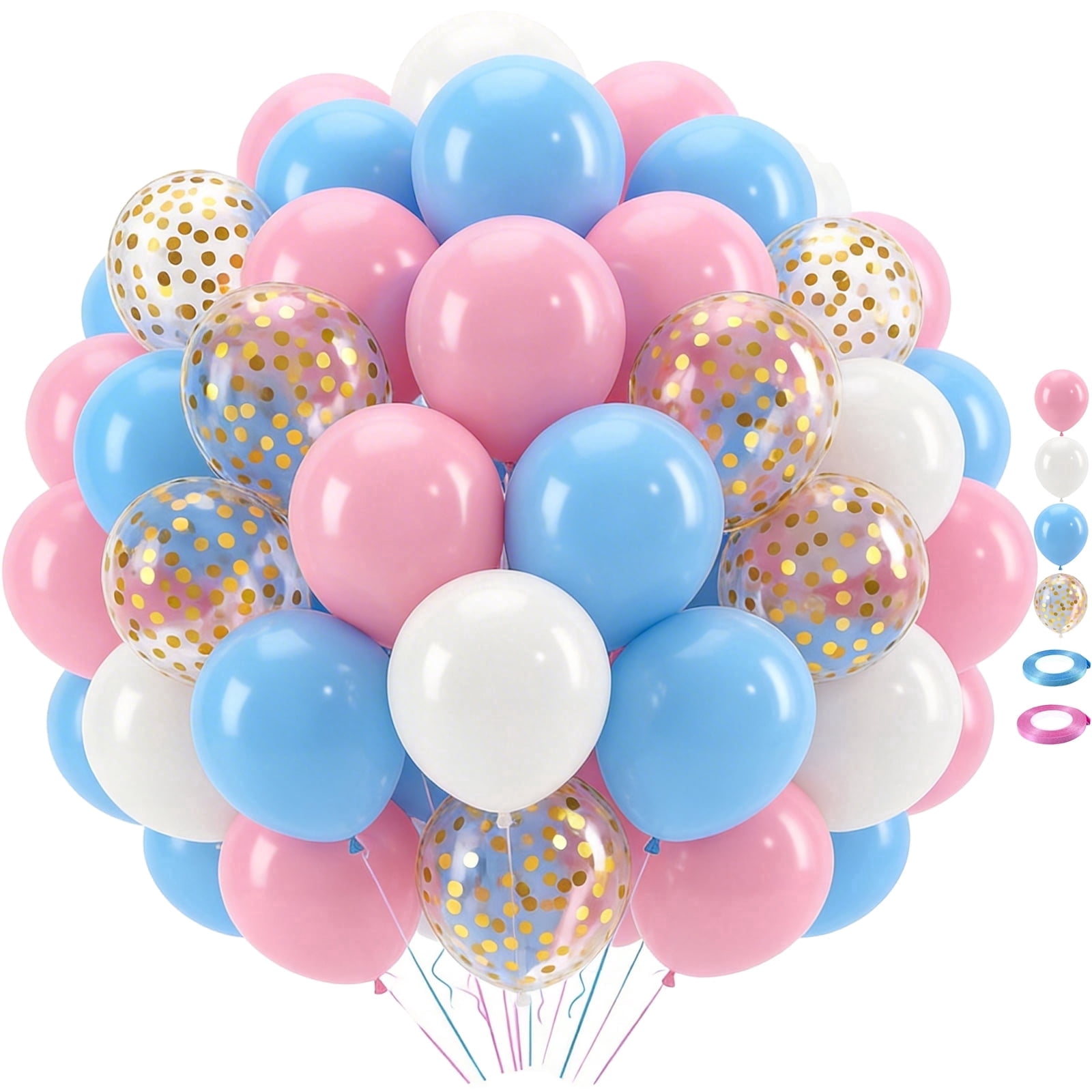 Qiameng Pastel Balloon Arch Kit for Gender Reveal and Birthday Party Decorations (Pink, Blue, White, 50 Pack, 12 in) 8wiwo