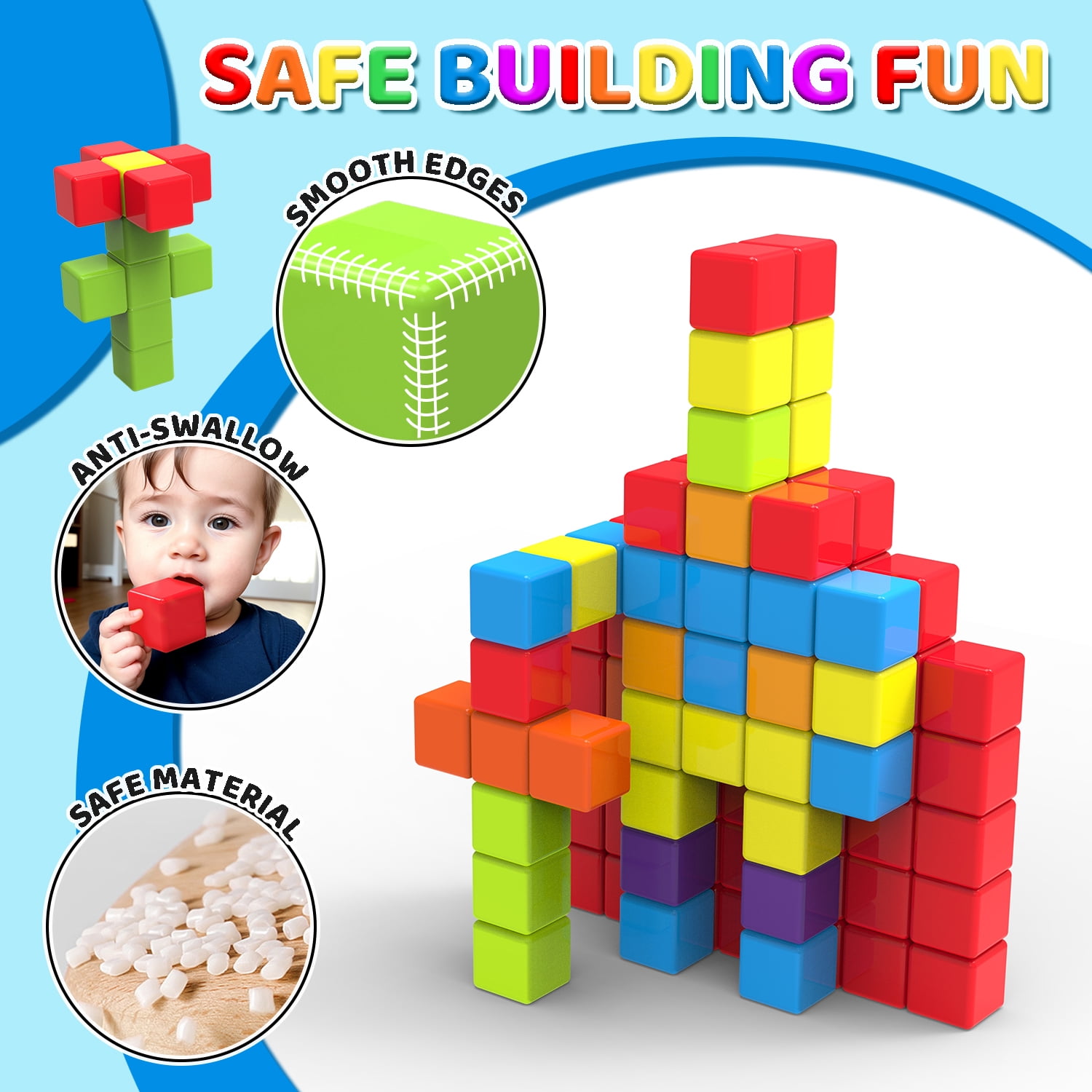 Pairez Toys Magnetic Building Blocks, Sensory Montessori Stacking Cubes for Toddlers (Rainbow, 12 Pcs, 1.65 in) e6wvl