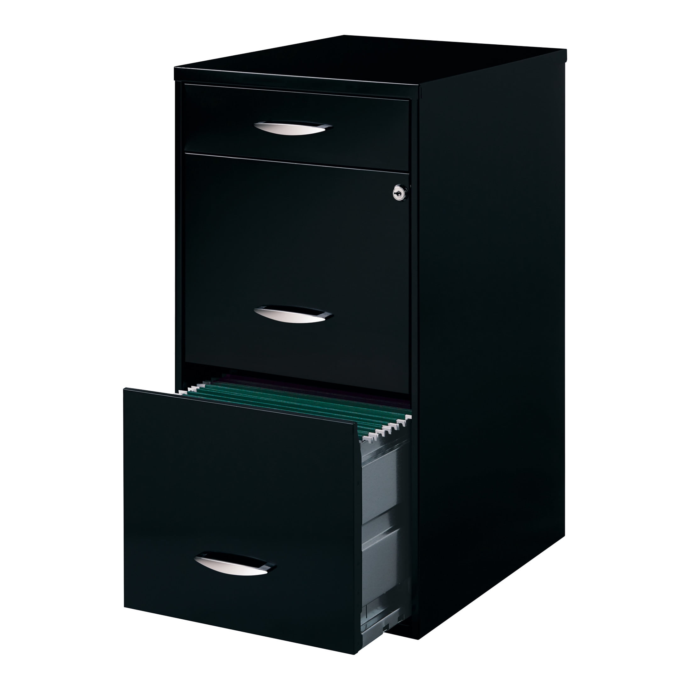Space Solutions 3 Drawer Vertical File Cabinet with Pencil Drawer (Black, 18 in x 14 in x 27 in) 06h01