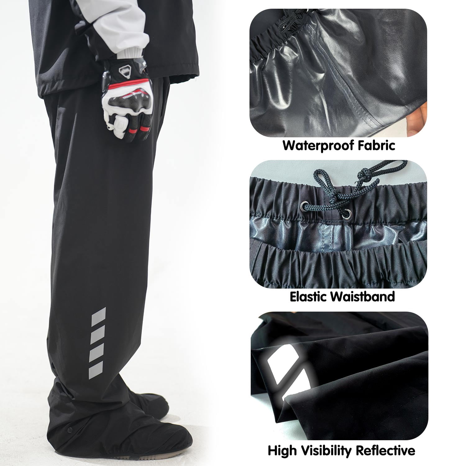 VIKAMAKA Men's Motorcycle Rain Suit, Waterproof Breathable Reflective Gear (Grey and Black, Medium) dzh02 - Image 7