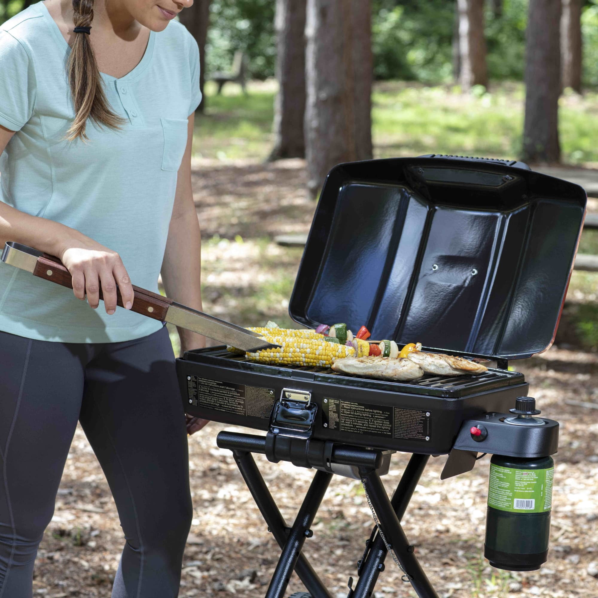 Coleman RoadTrip Sportster Propane Gas Grill Portable Outdoor Cooking Stove (Red, 225 sq. in.) q53h3