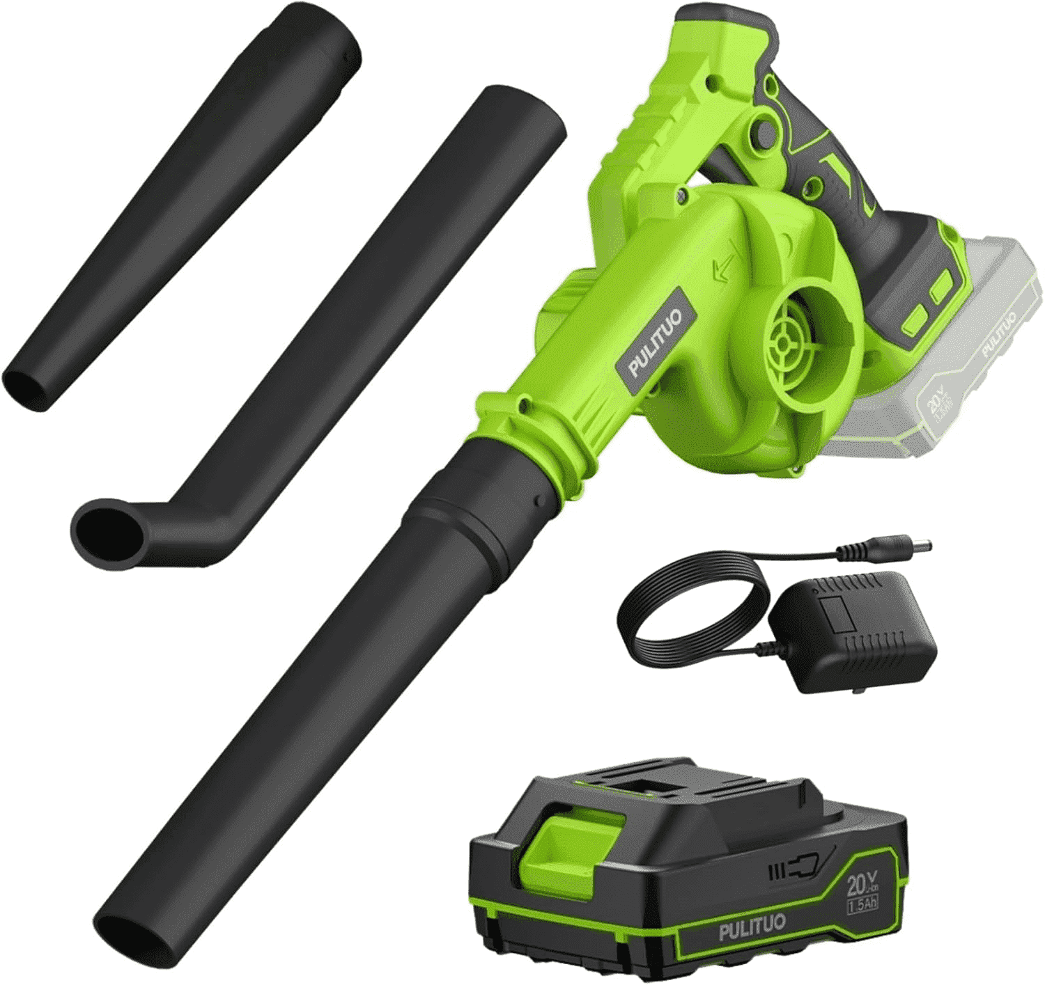 Pulituo 20V Cordless Leaf Blower, Electric Yard Sweeper with Battery and Charger (3 lb, 35 in) 0ovc4