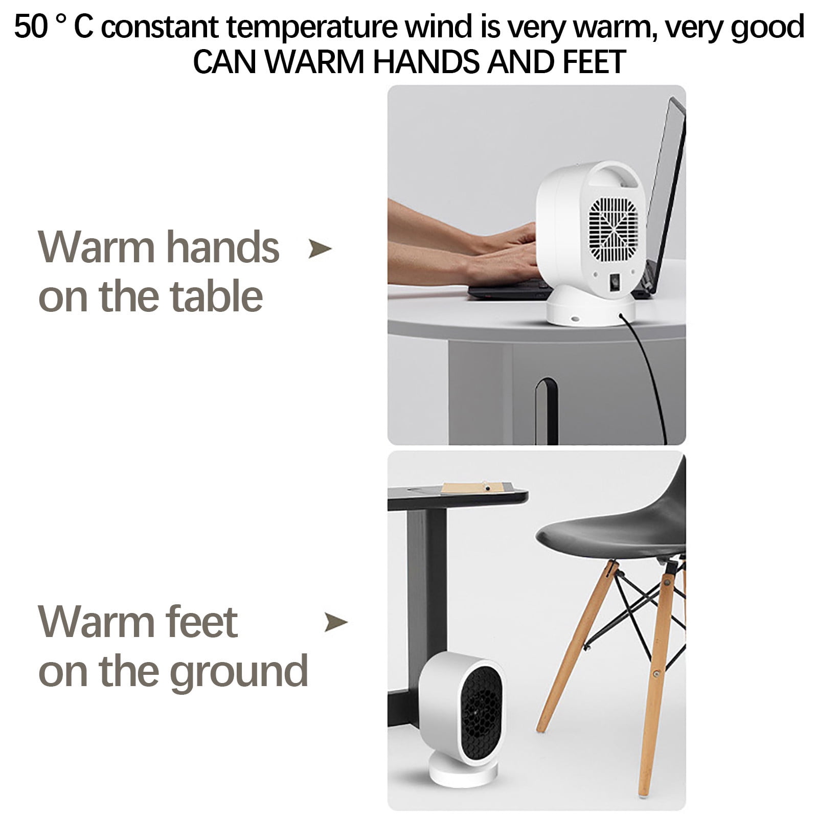 Btomtd 400W Portable Electric Space Heater for Indoor Use, Silent Desktop Heater for Bedroom and Office (White, 1 Unit) qnird