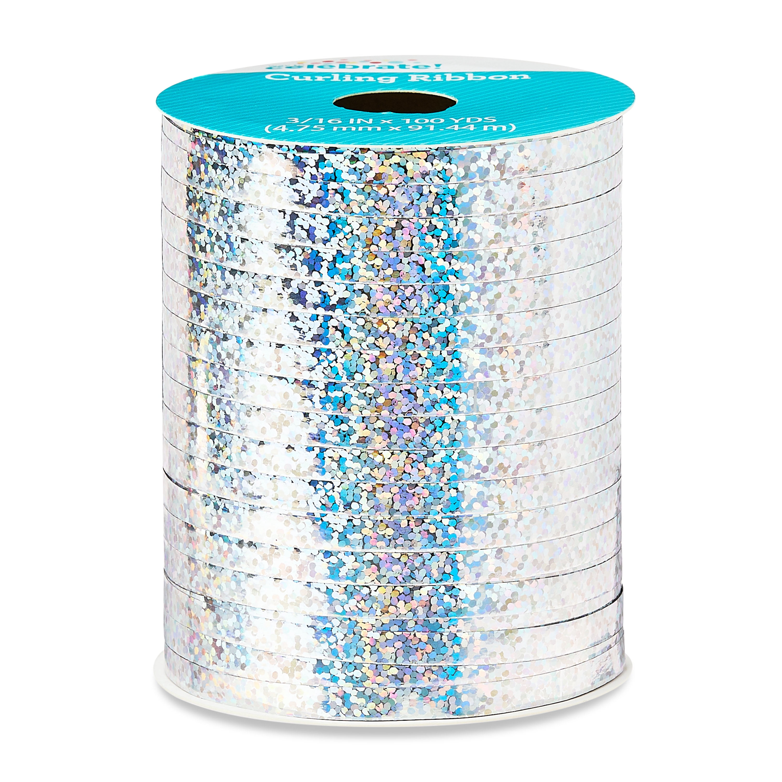 Way To Celebrate Holographic Curling Ribbon for Gift Wrapping and Party Decor (Silver, 300 ft) l13p0
