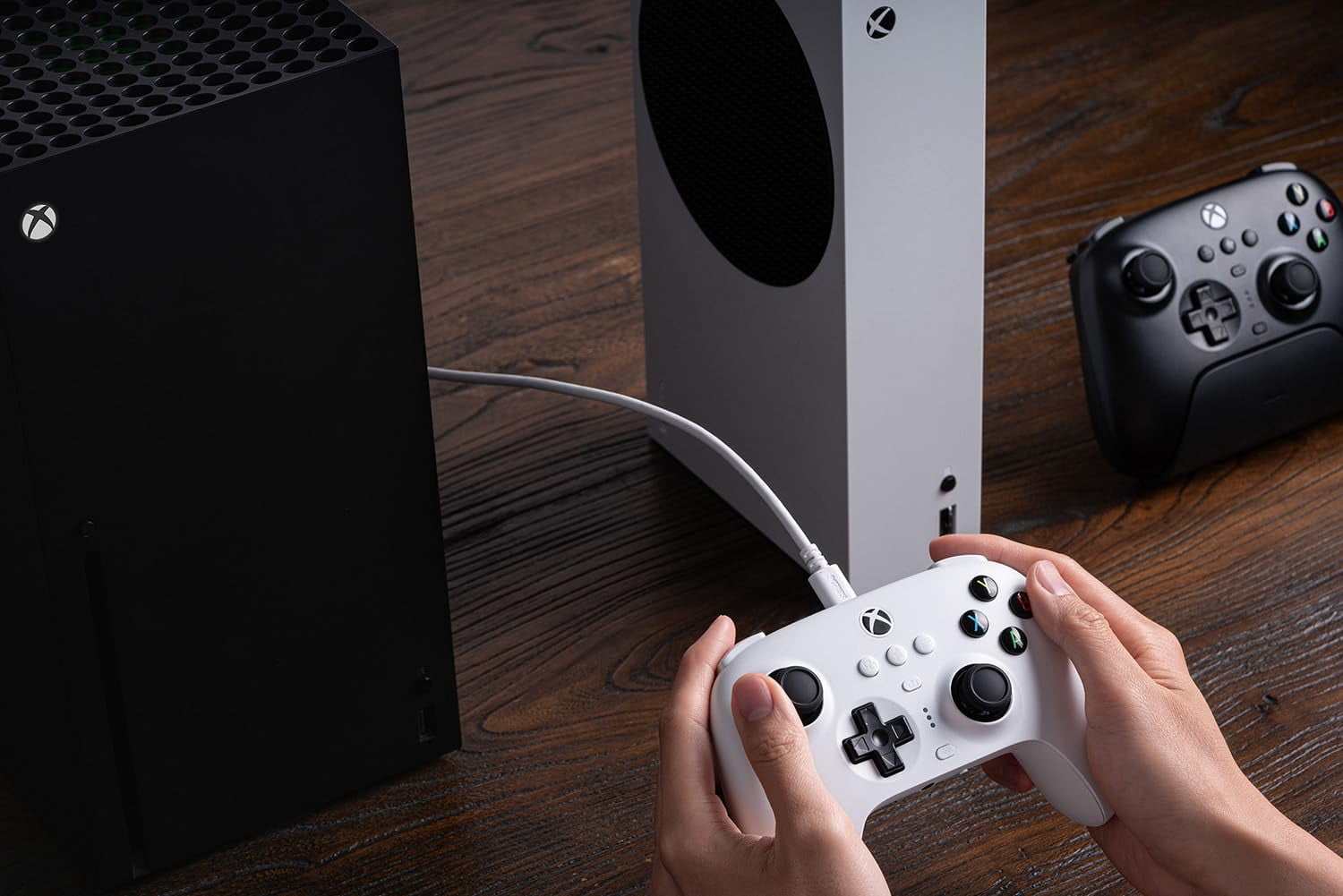 8BitDo Ultimate 3-Mode Wireless Controller with Hall Effect Joysticks and Charging Dock (White, 1 Count) 2gp5q