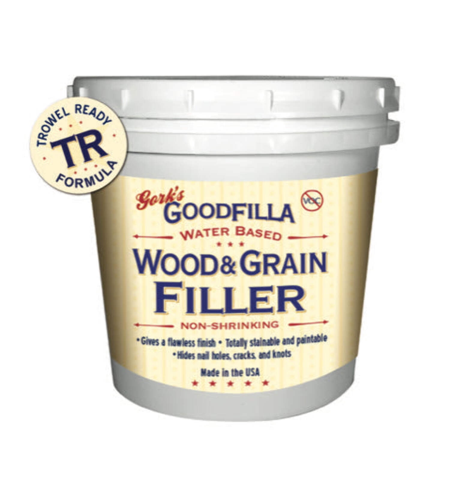 GoodFilla Trowel-Ready Water-Based Wood & Grain Filler for Hardwood and Furniture (Alder, 32 fl oz) kqay1