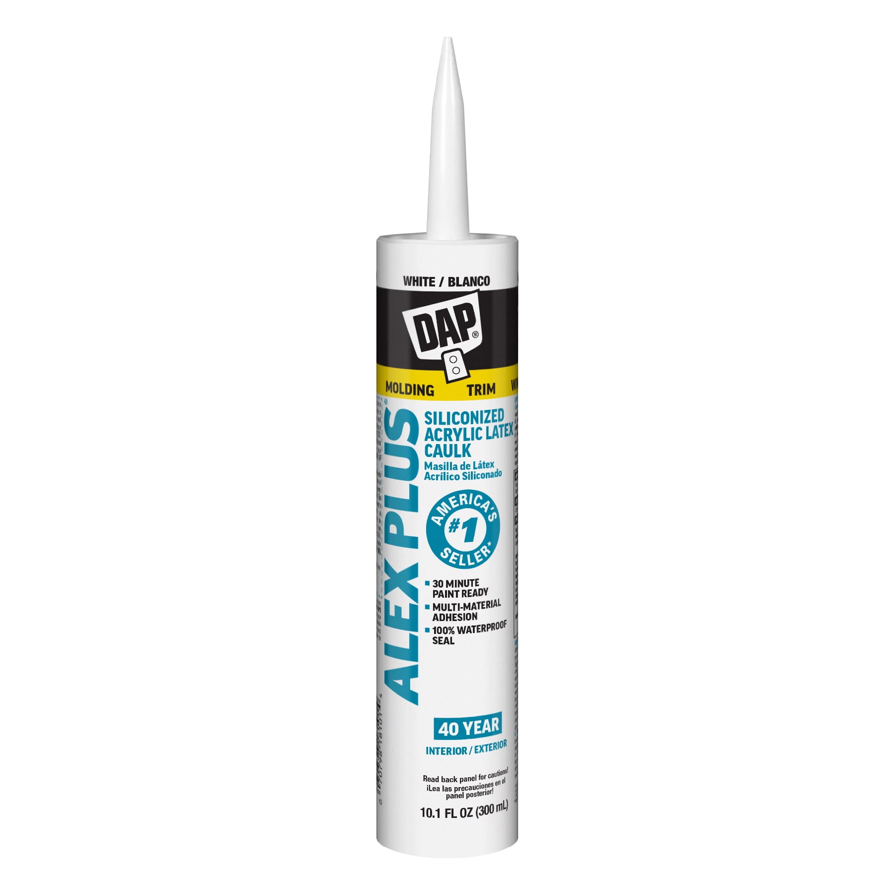 DAP Alex Plus All Purpose Acrylic Latex Caulk with Silicone (White, 10.1 oz) z000g