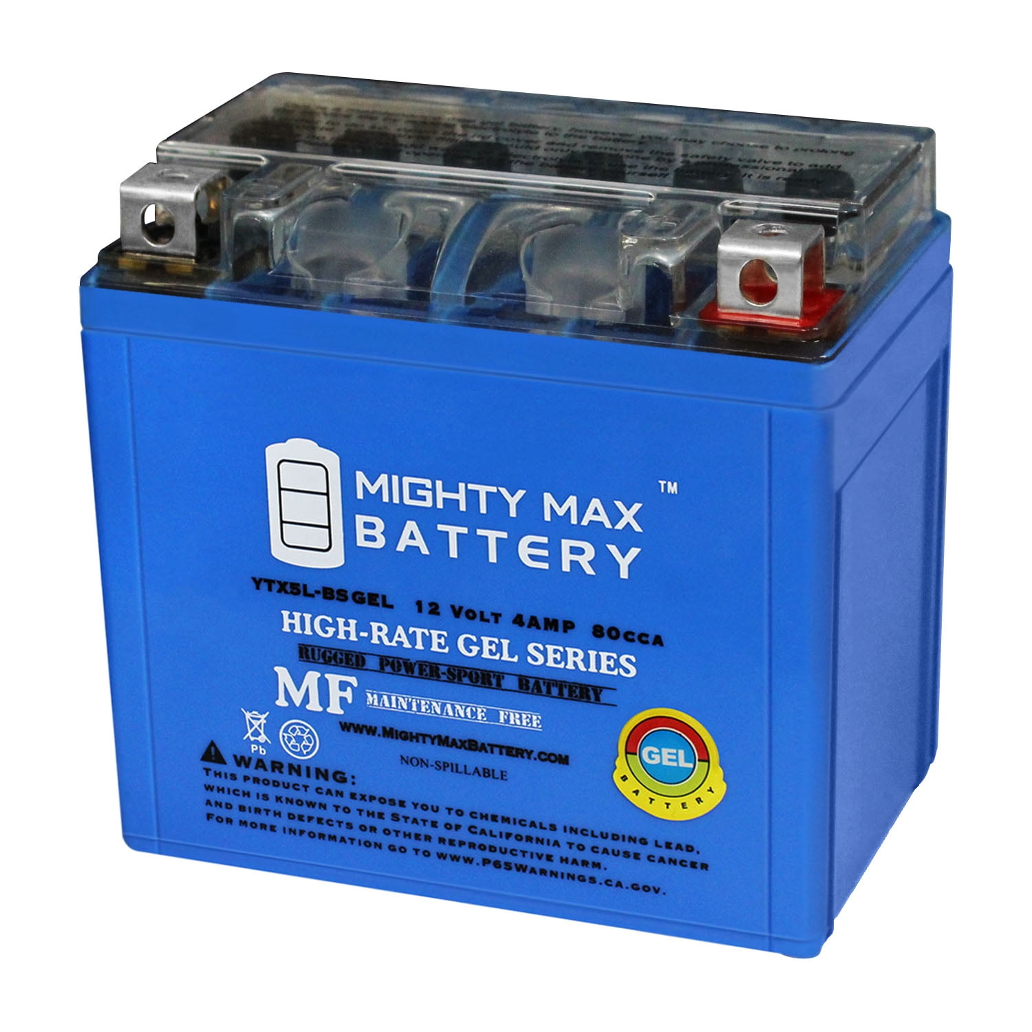 Mighty Max Battery YTX5L-BS GEL Replacement Battery for Yamaha 90 YMF90 Grizzly (12V, 4AH) 9283i