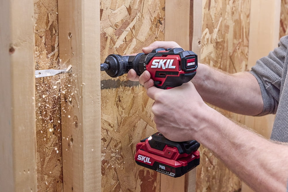 SKIL Brushless 20V Compact Multi-Head Drill Driver Kit (Red, 4-Attachment Set) yqdxn