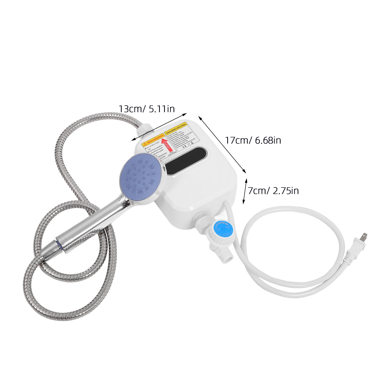 Bestonzon Instant Electric Water Heater Tankless Shower and Faucet System (White, 110V) ox7jc