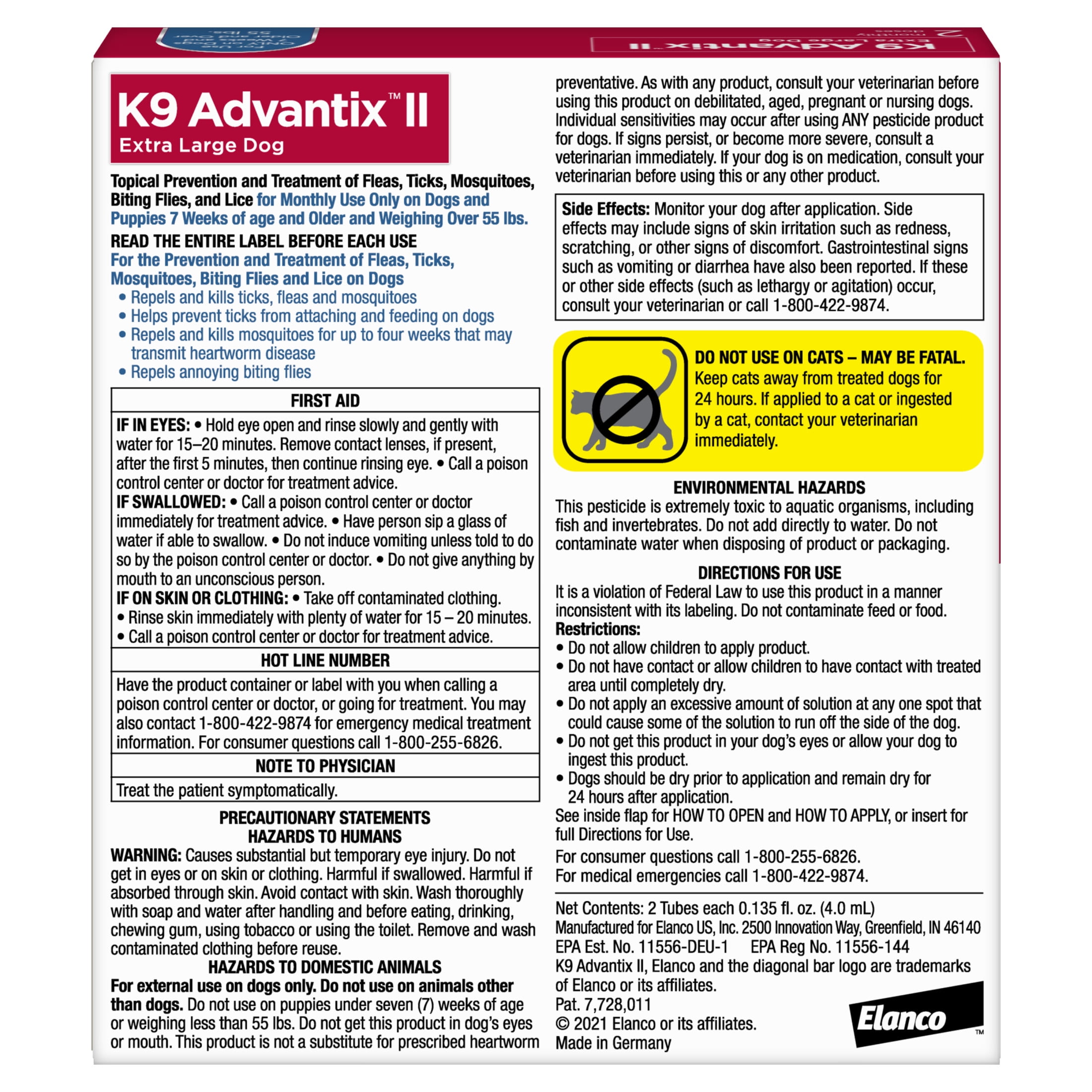 K9 Advantix II Flea and Tick Topical Prevention for Extra Large Dogs (55 lbs+, 2-Month Supply) msu2v