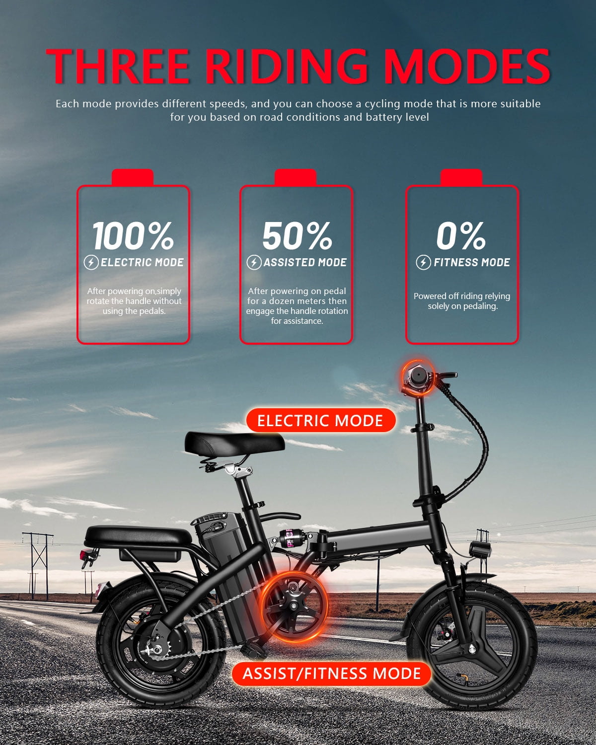 APYEAR 14 in Folding Electric Bike, 500W Commuter E-Bike for Adults, Portable Design (Black, 14 in) 27tr1
