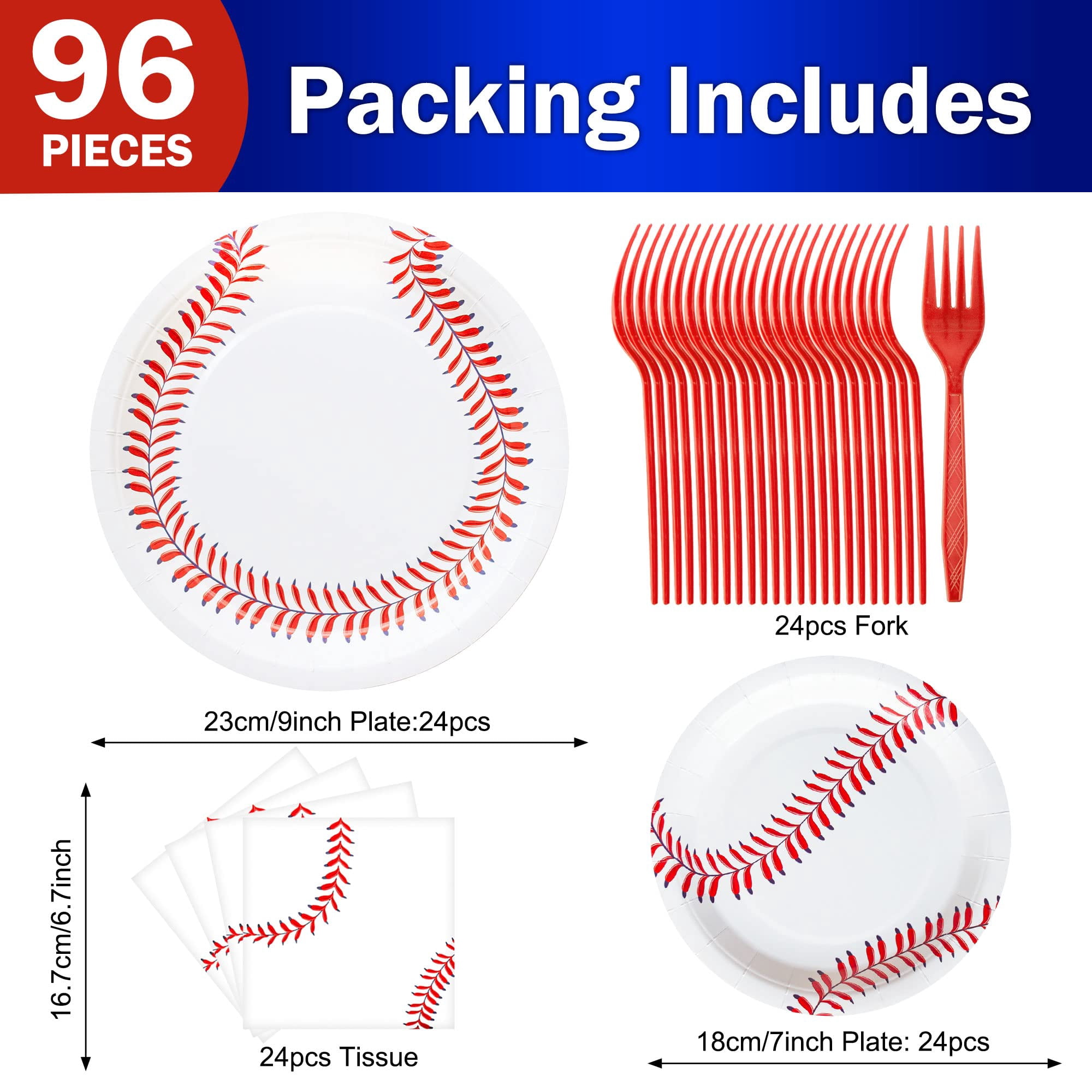 Jestar Baseball Theme Birthday Party Supplies Set (White, 96 Pieces) mx9jf