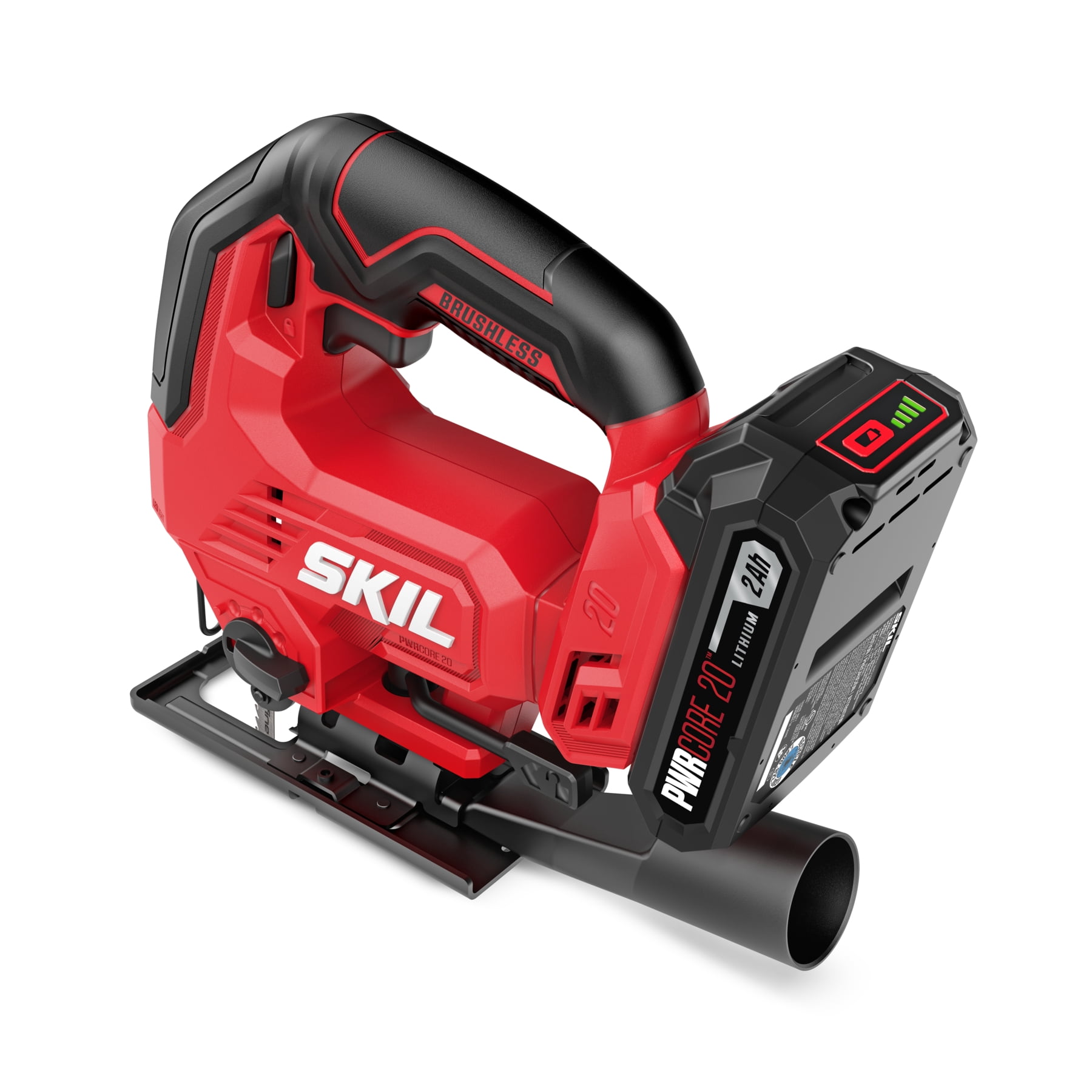 SKIL PWR CORE 20V Brushless Cordless Jigsaw Kit with 2.0Ah Battery and Charger (Red, 1 Kit) qbf0r