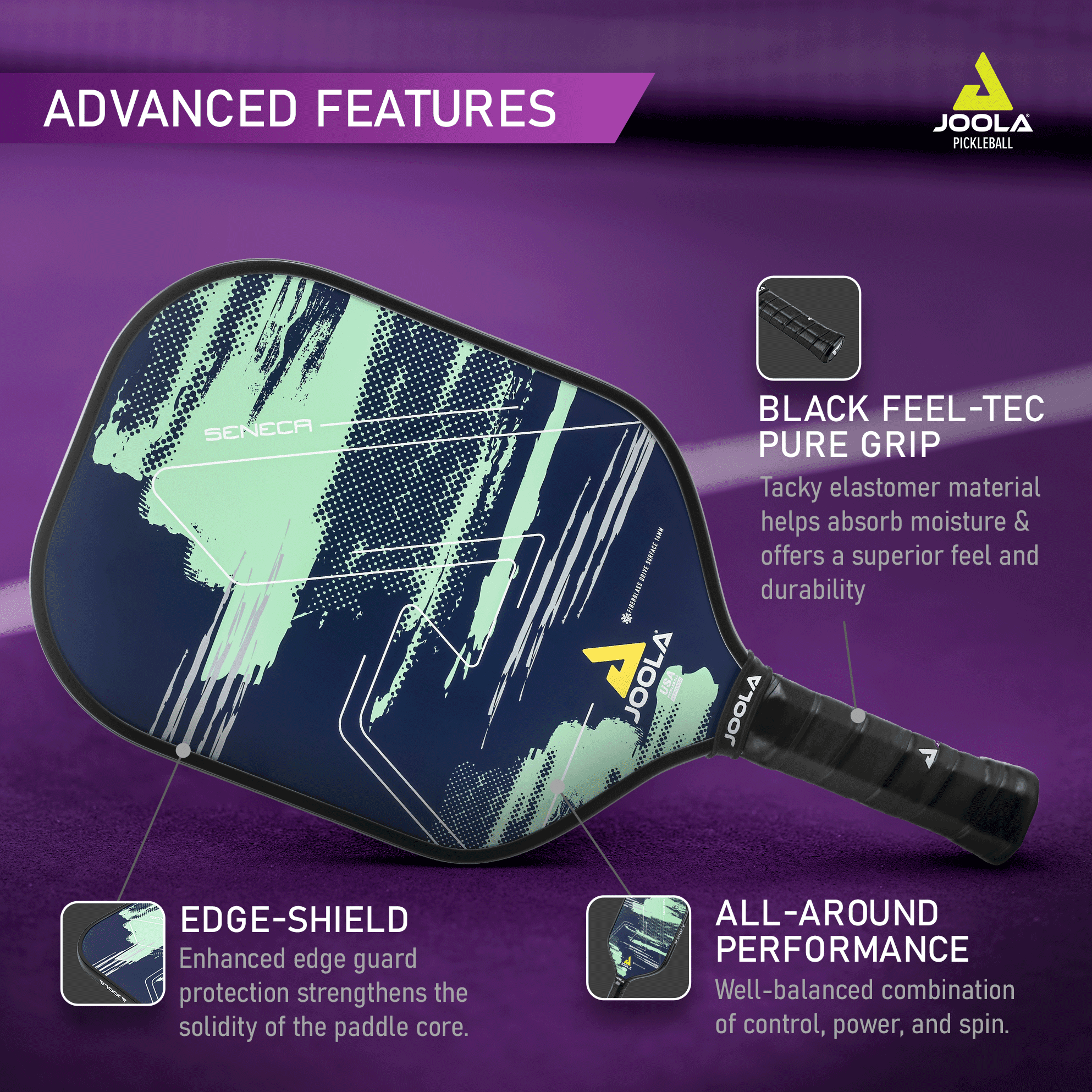 JOOLA Seneca Carbon Drive Surface Pickleball Paddle (Blue, 8.1 oz) varcd - Image 3