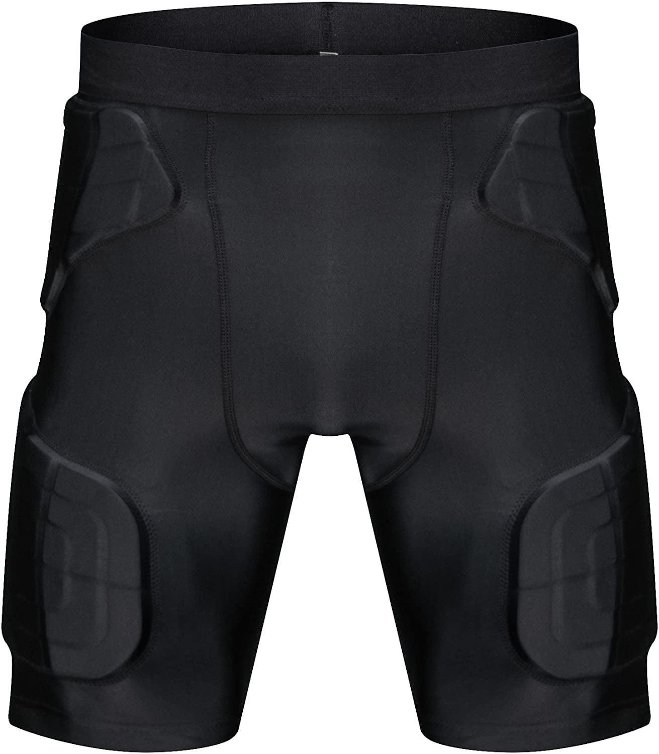 TUOY Breathable Football Girdle, Protective Padded Compression Shorts for Contact Sports (Black, Large) 4xb4x