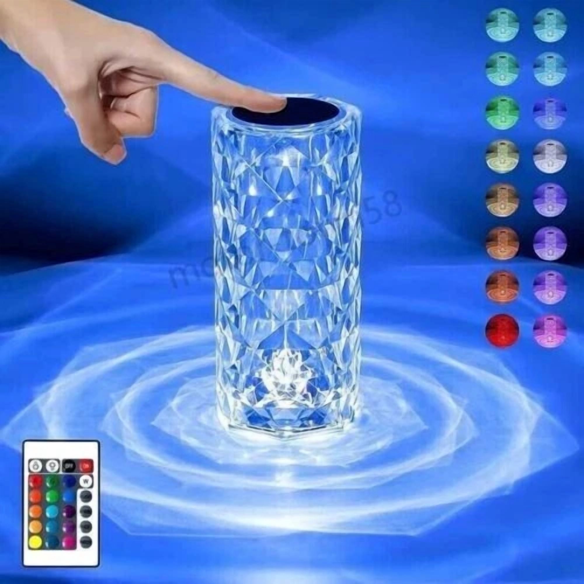 YANI LED Crystal Diamond Rose Table Lamp, RGB Color Changing Touch Control Atmosphere Light (1 Piece) pxmfn
