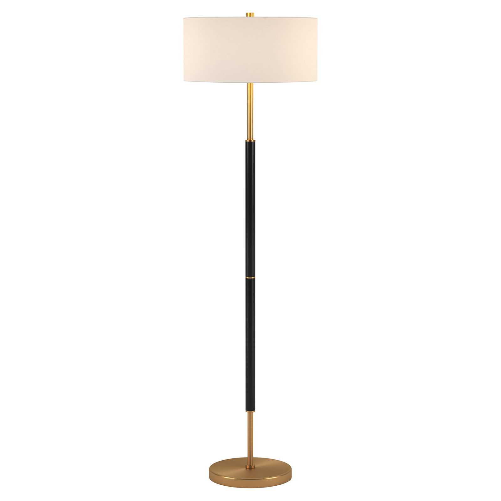 Evelyn&Zoe Simone 2-Light Floor Lamp with Fabric Shade (Matte Black, 60 in) 1ei09