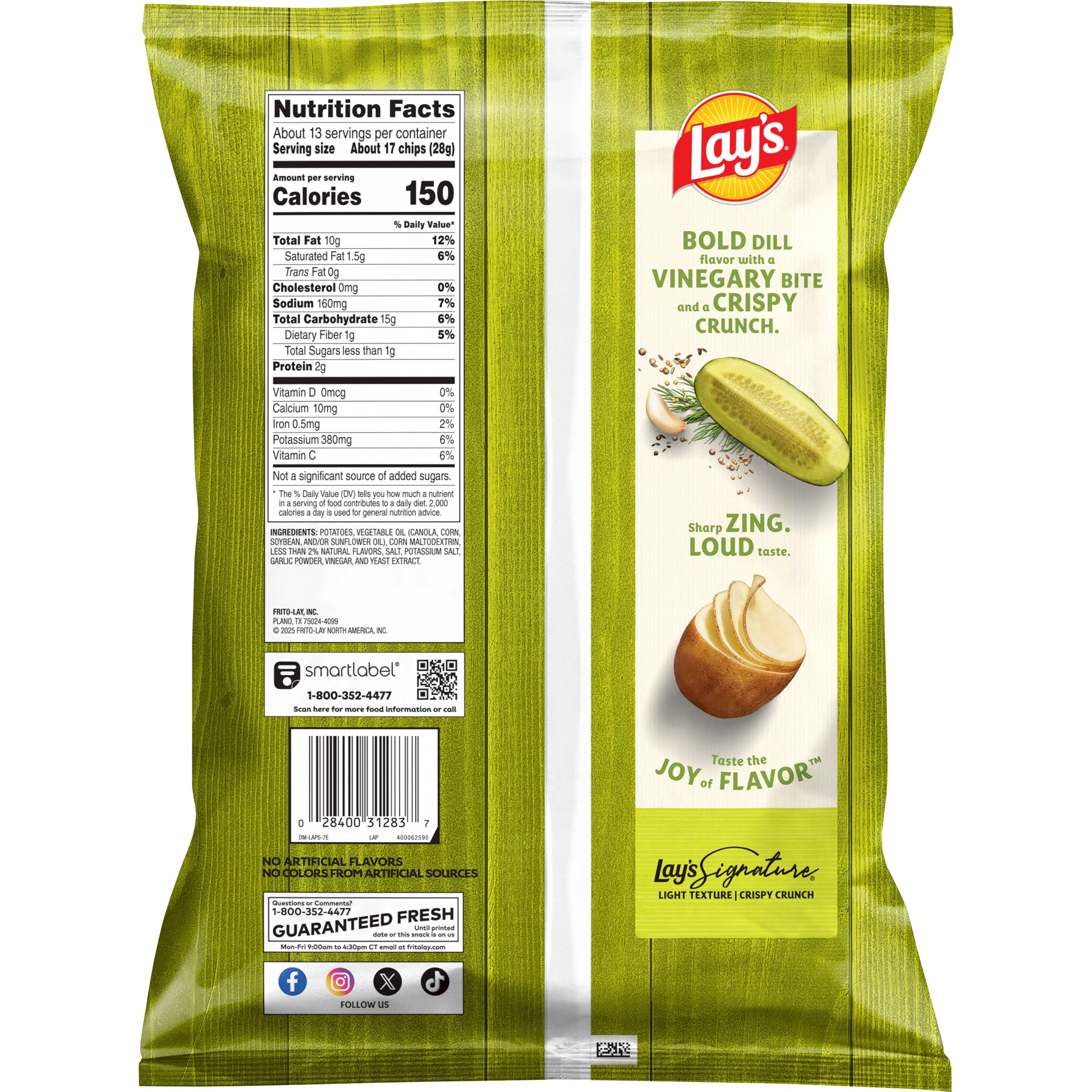 Lay's Dill Pickle Flavored Potato Chips, Tangy & Crispy Snack (12.5 oz) gwbio