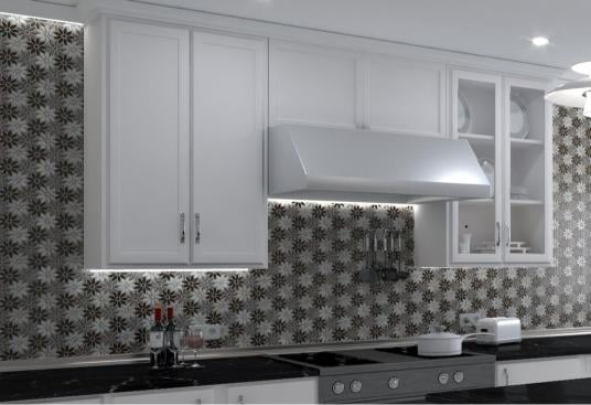 Andova Tiles Fresh Ticia Gray Floral Pattern Polished Glass Mosaic Wall and Floor Tile (Grey, 0.76 sq ft) hmht5