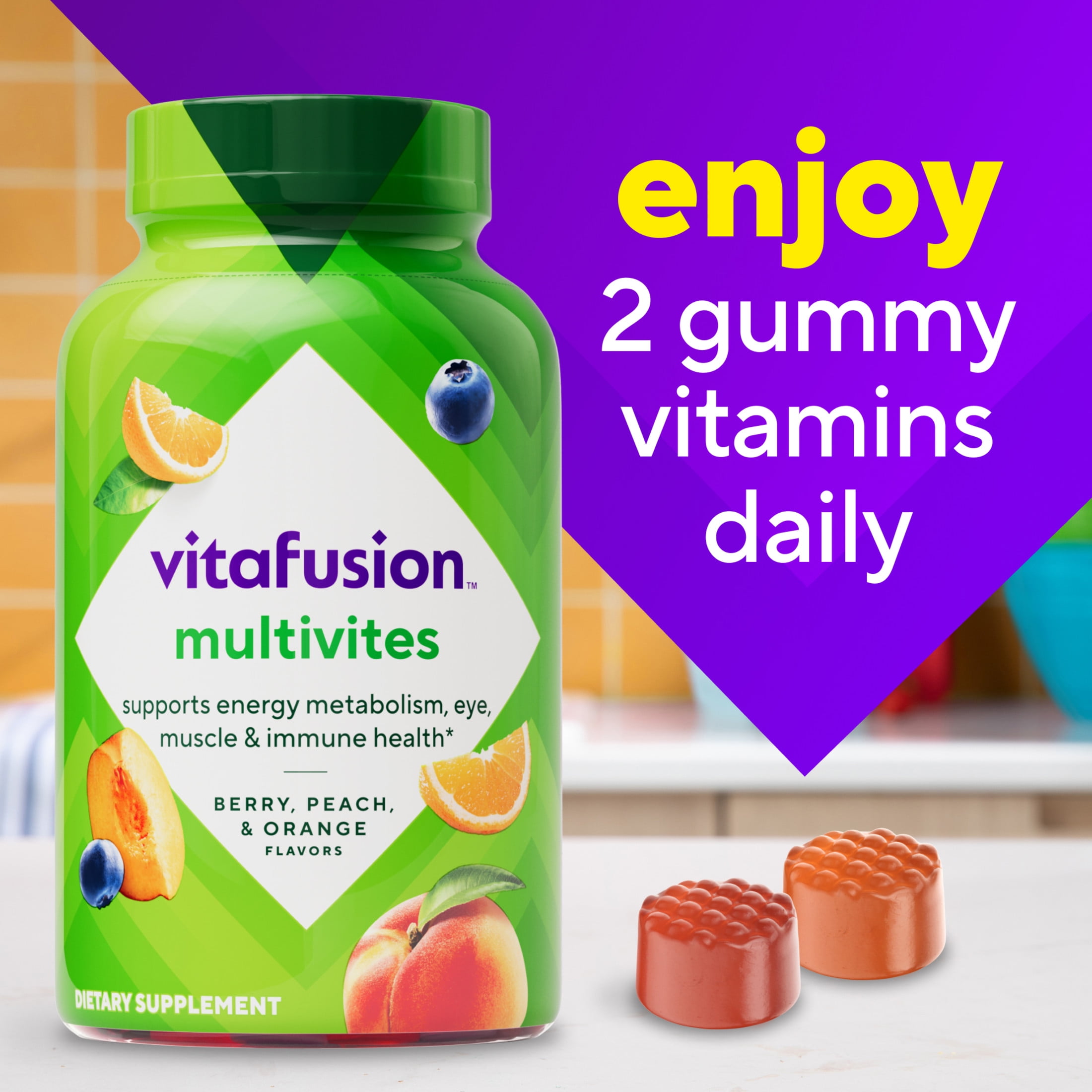 vitafusion MultiVites Gummy Multivitamins for Adults, Daily Nutritional Support (Assorted Fruit, 150 Count) jelqy