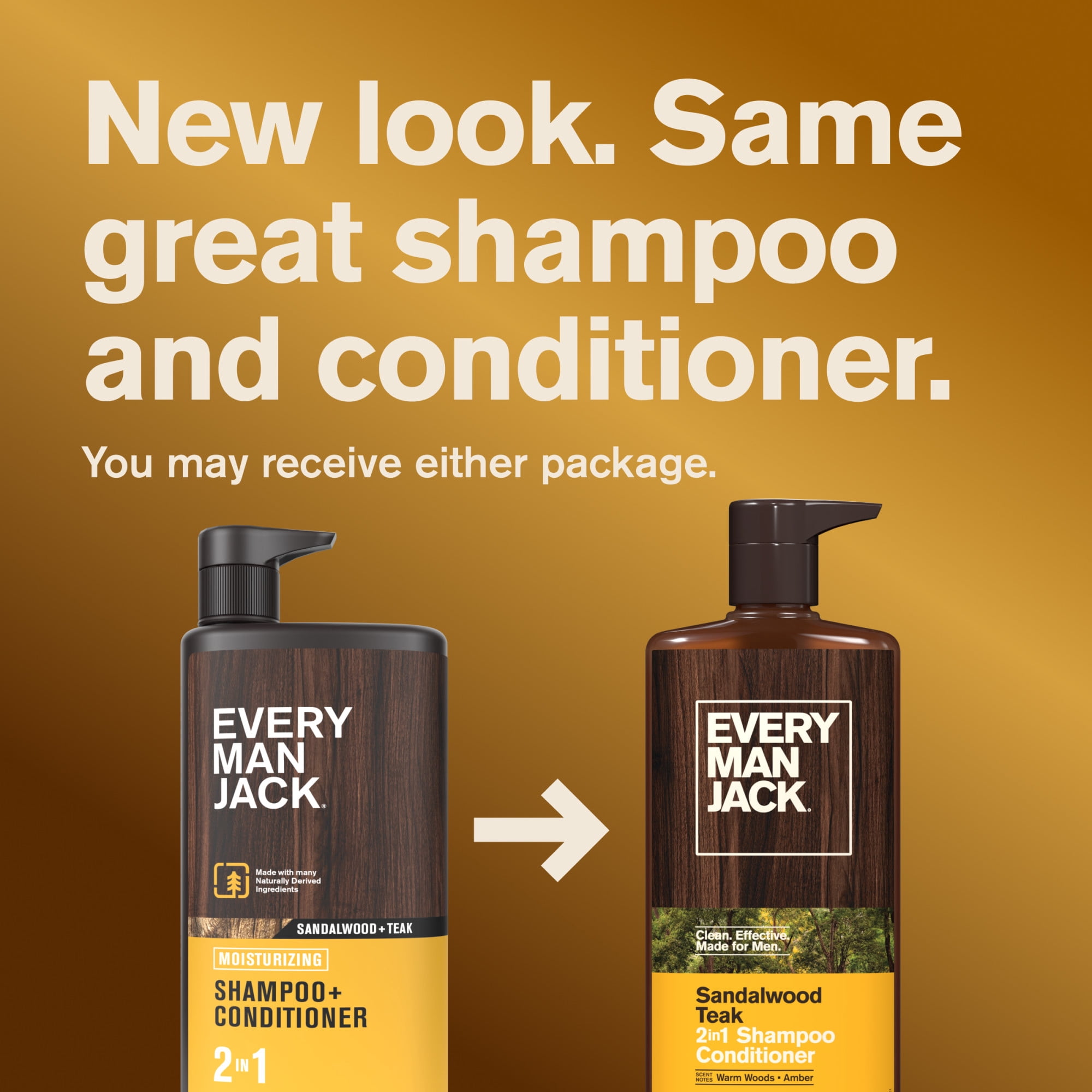 Every Man Jack Sandalwood Teak Daily 2-in-1 Shampoo and Conditioner for Men (Sandalwood Teak, 16 oz) 7gtl2