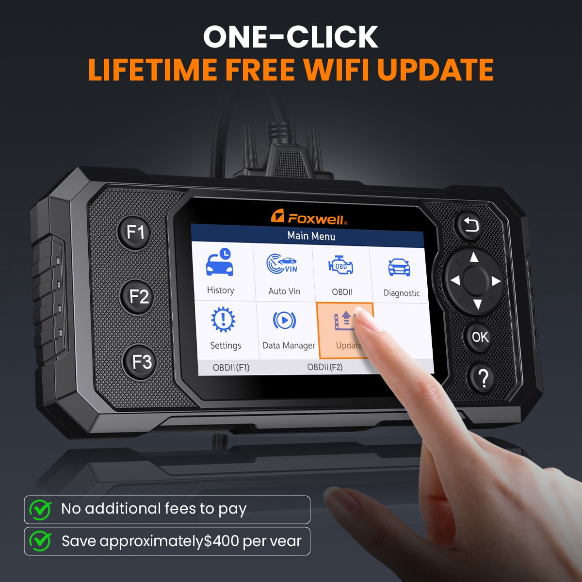 Foxwell GT20 OBD2 Scanner 4-System Diagnostic Tool for ABS SRS Transmission Engine (Black) p082n