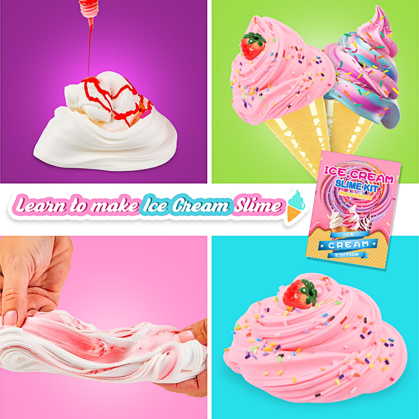 ATOPDREAM DIY Ice Cream Slime Making Kit for Kids Creative Craft Activity Set (Pink, 1 Pack) uj7w7