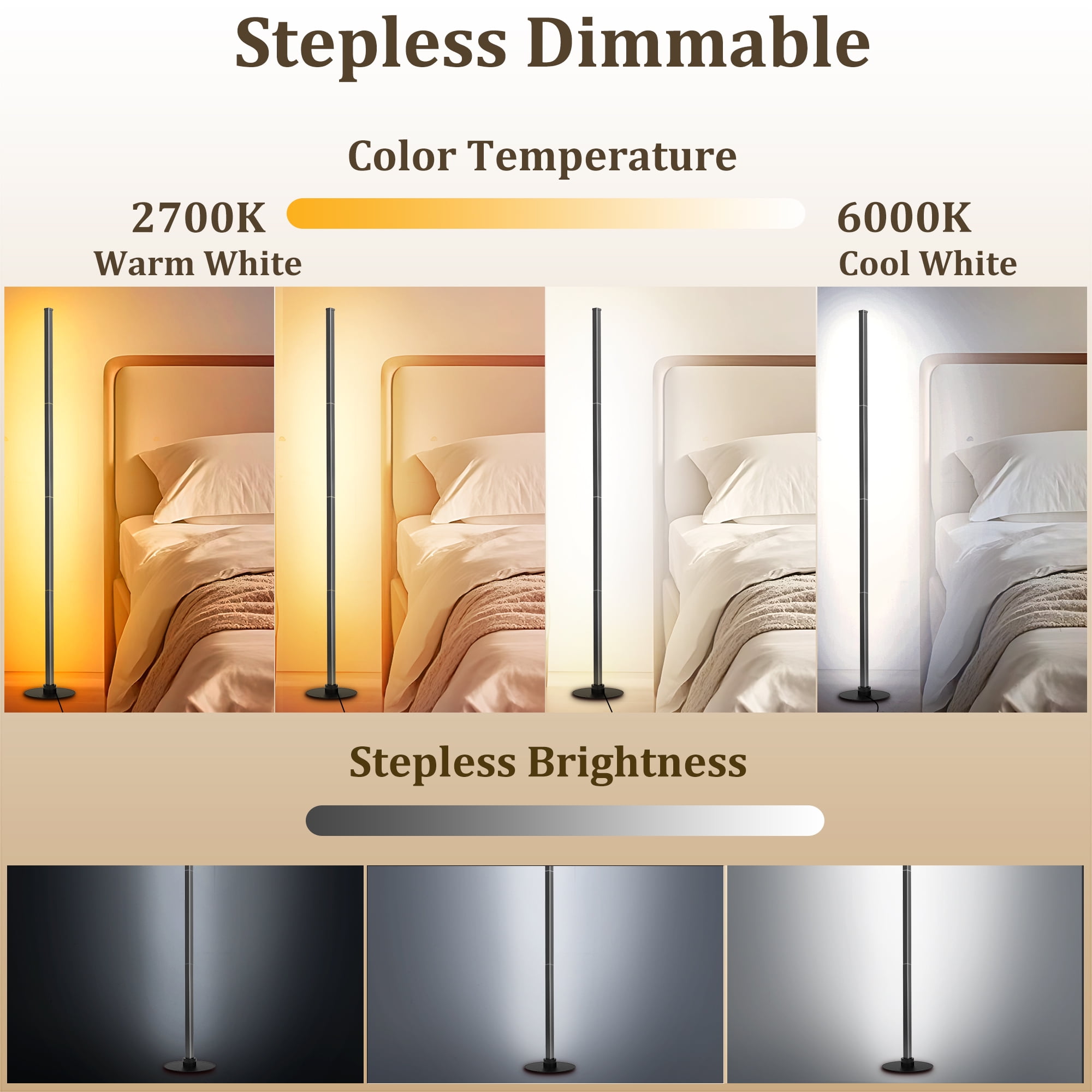 PMS Modern LED Floor Lamp, Color Changing Standing Corner Light with Remote and App Control (63 in) 01iin - Image 2