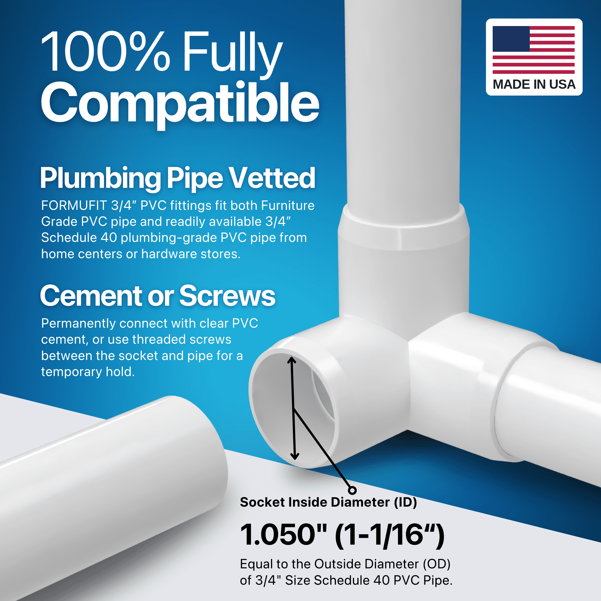 Formufit 3/4 in 3-Way Elbow Furniture Grade PVC Pipe Fittings (White, 8-Pack) f3onl