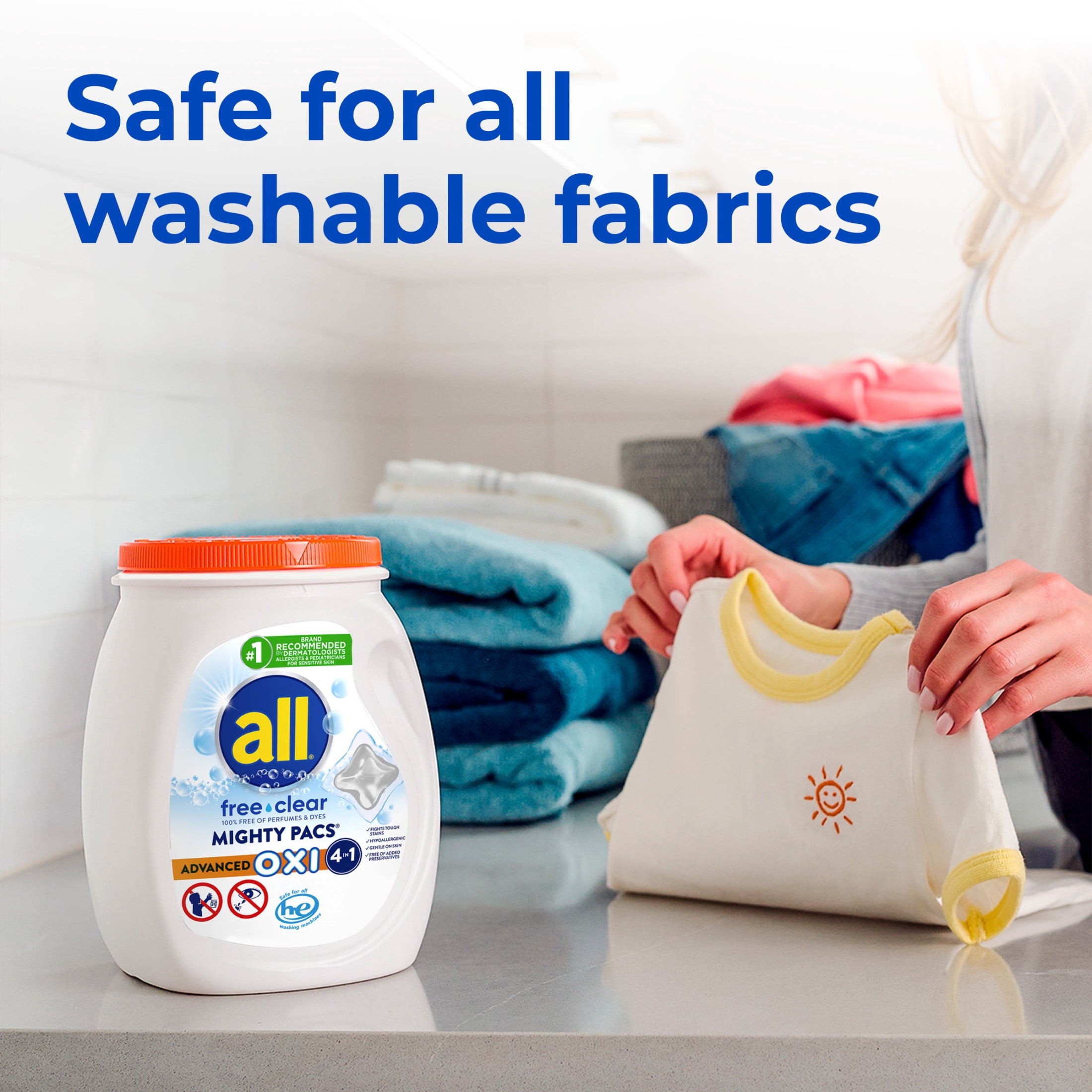 all Free Clear Mighty Pacs Oxi Laundry Detergent (Clear, 32 Count) oz0nt