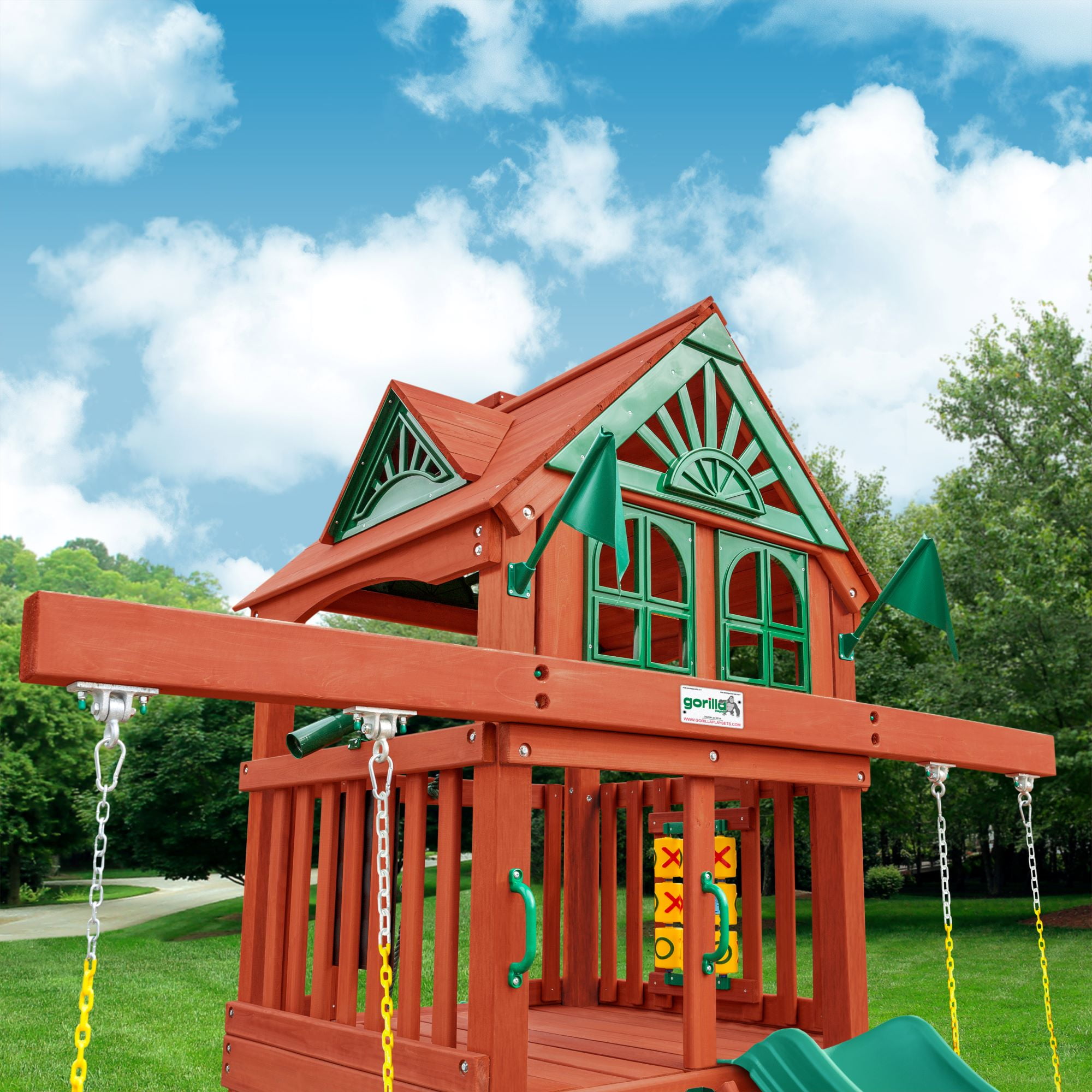 Gorilla Playsets Five Star II Wooden Play Tower with Slide and Swings (Brown, 1 Unit) ptsr8