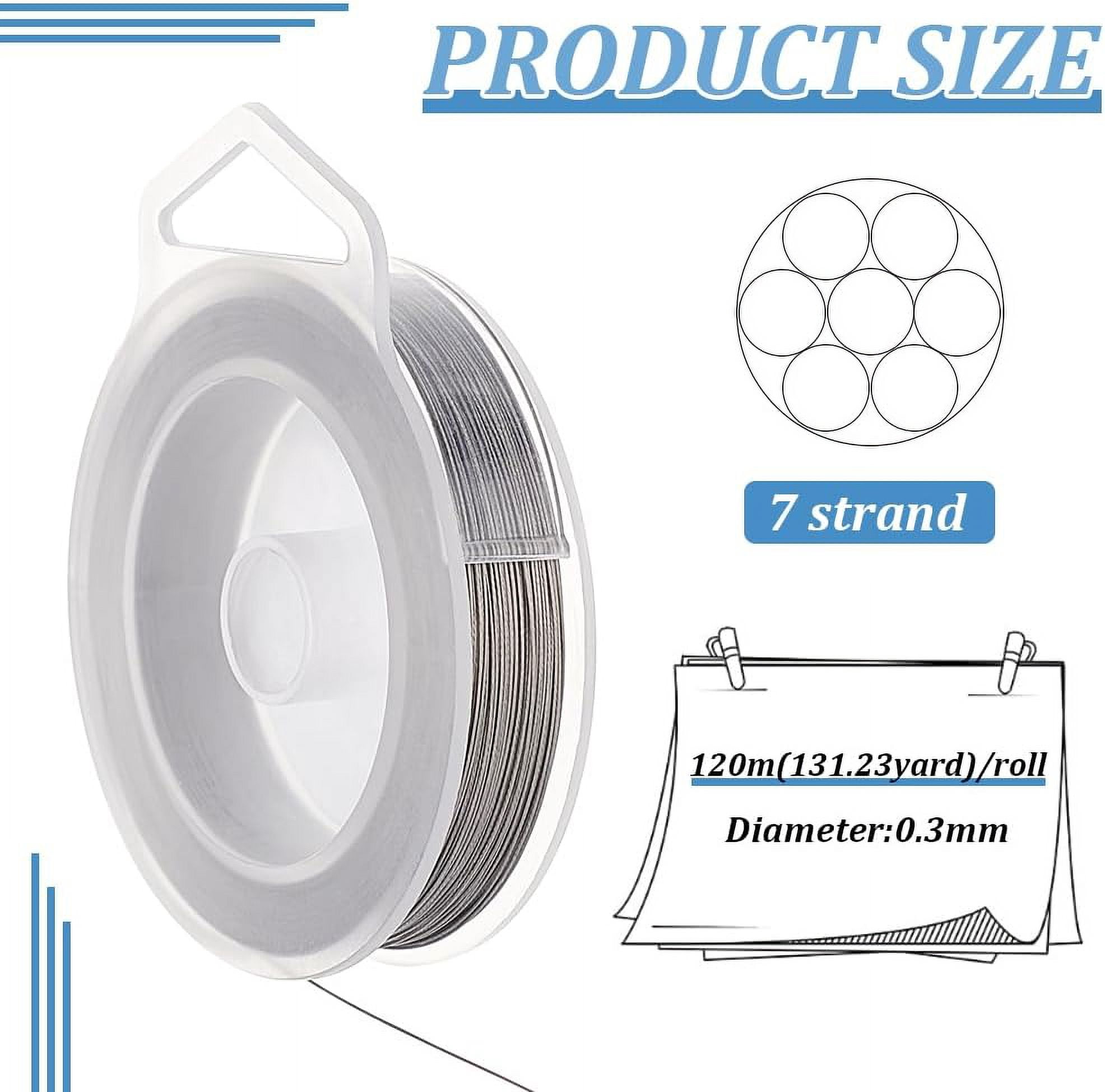 SUNNYCLUE 7-Strand Tiger Tail Beading Wire for Jewelry Making (Silver, 300 ft) xf0w3