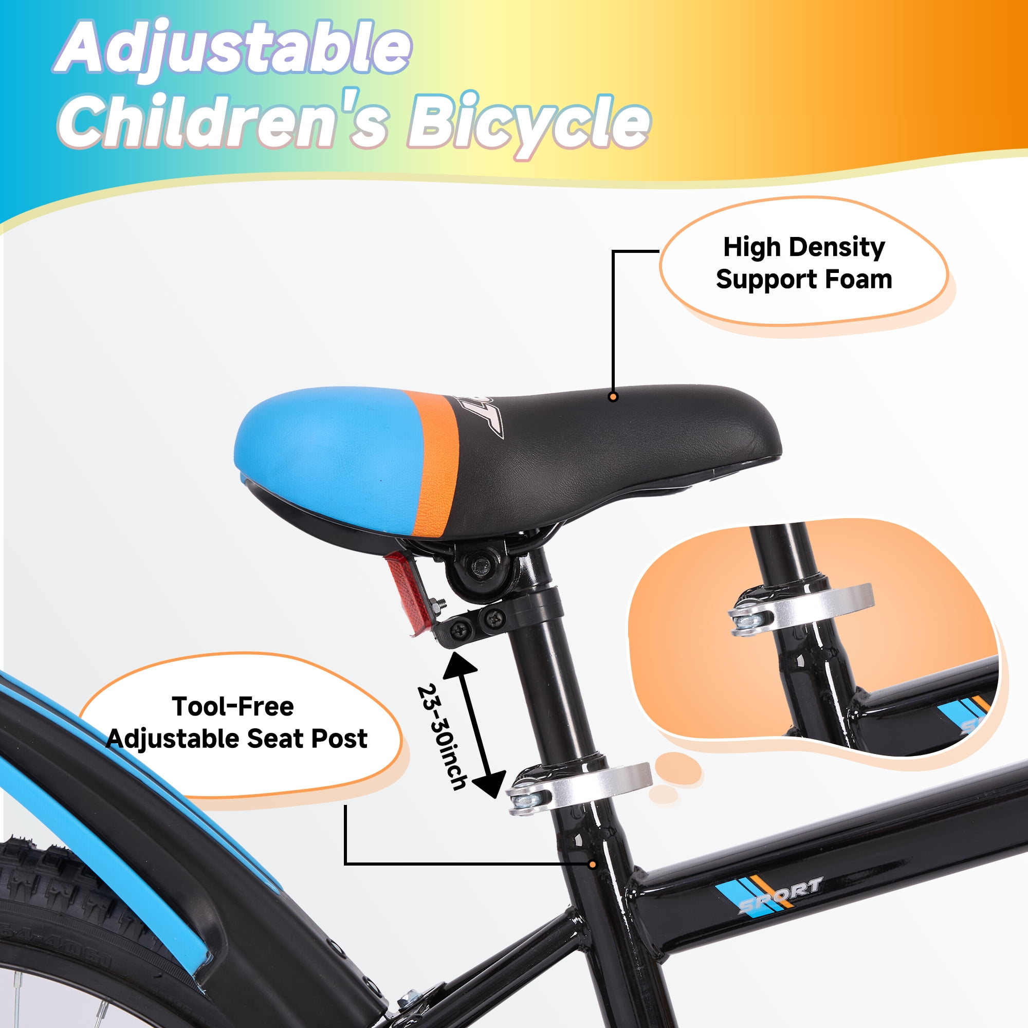 Naipo 20 Inch Kids Bike with Full Chain Guard and Anti-Slip Pedals (Black, 20 in) yzrrx