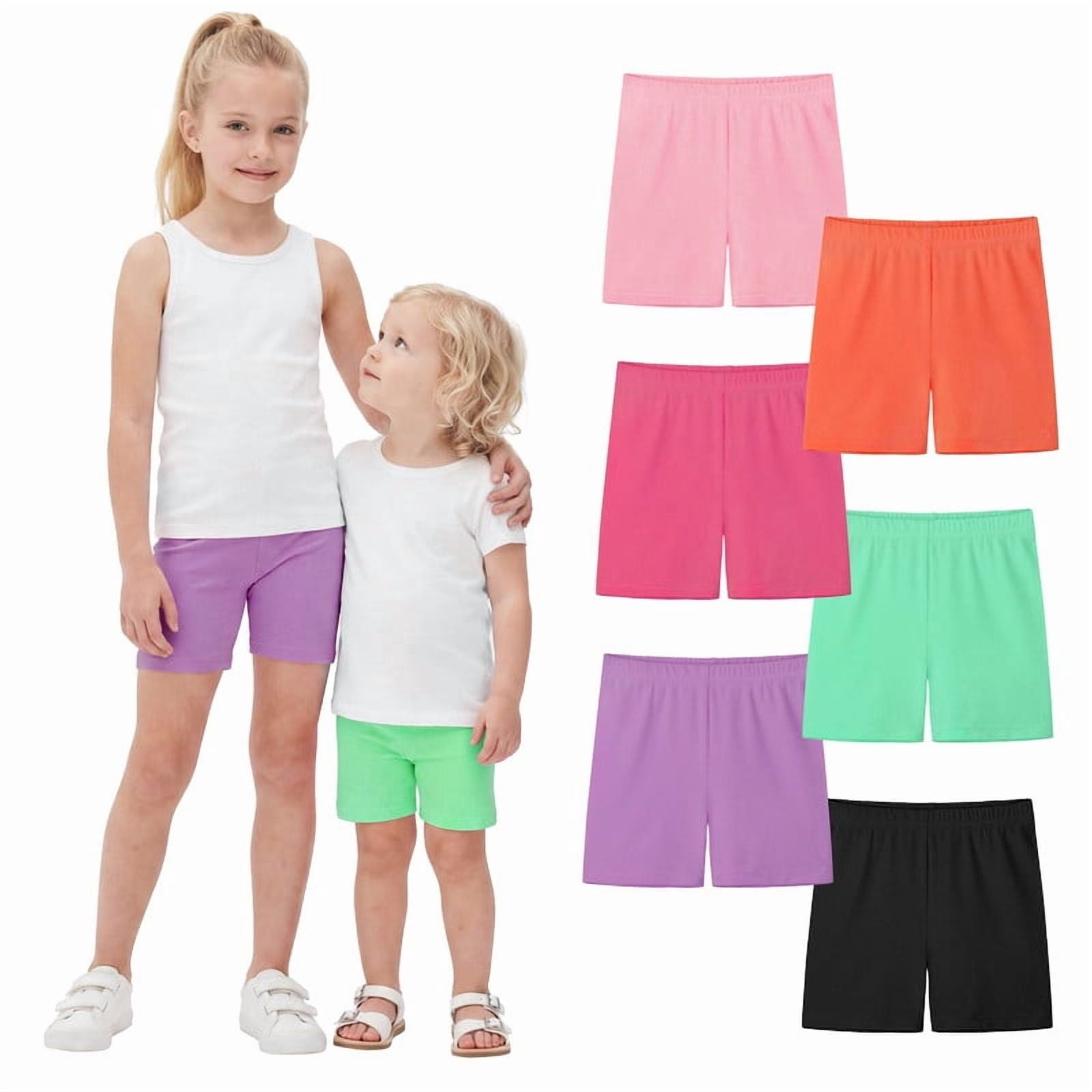 Resinta Girls Bike Shorts Under Dress Dance Cartwheel Shorts (Orange, 6 Pack) 6l54b