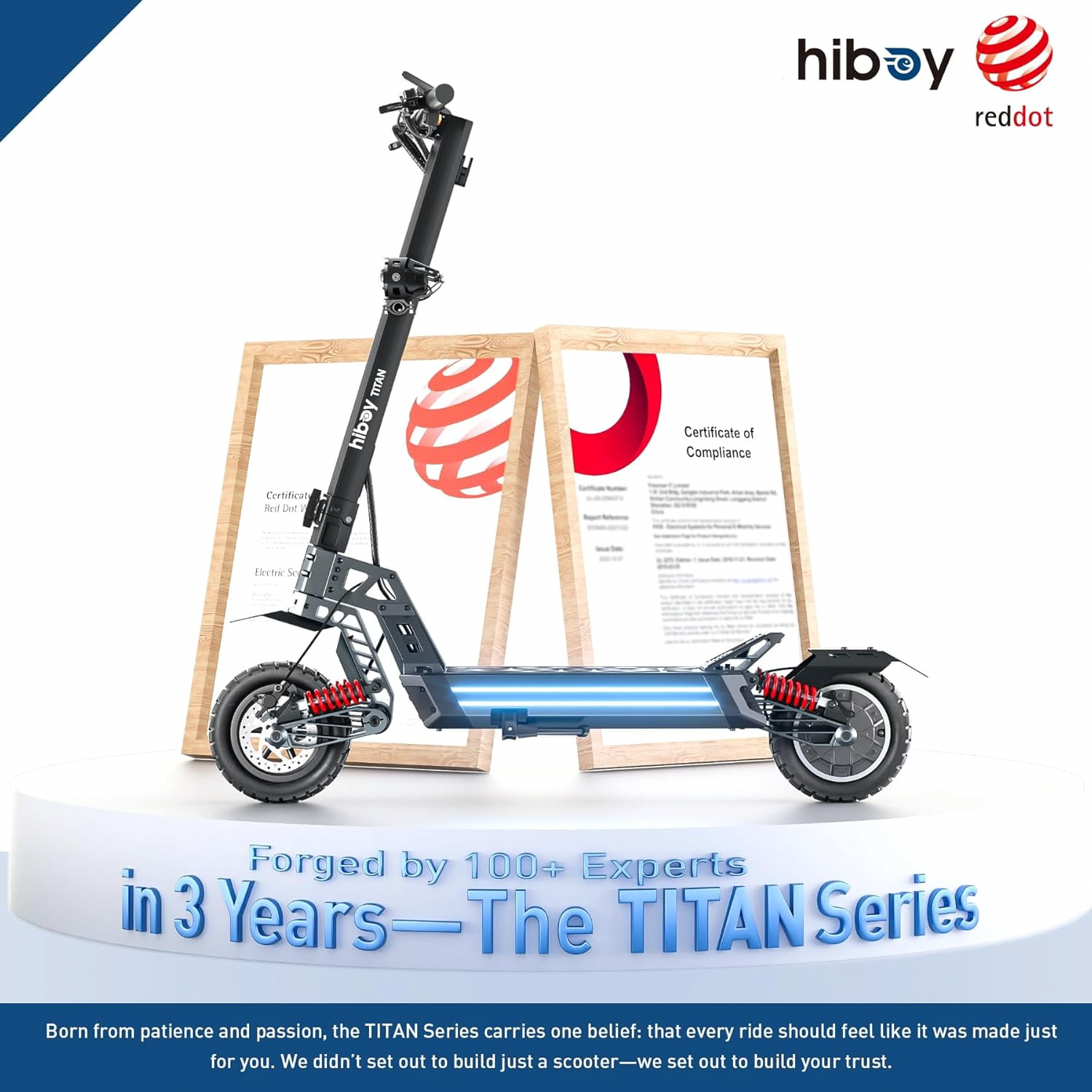 Hiboy Titan Electric Scooter, 1000W Motor, 25 MPH, 46-Mile Range, Dual Suspension, Hydraulic Brakes (Black, 300 lb Capacity) 7ft1q